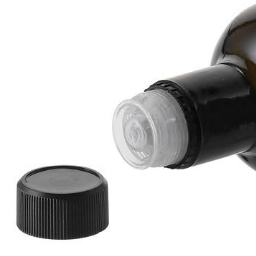 DOP eredetiséget garantáló kupak kiöntővel, PE-műanyag, fekete
