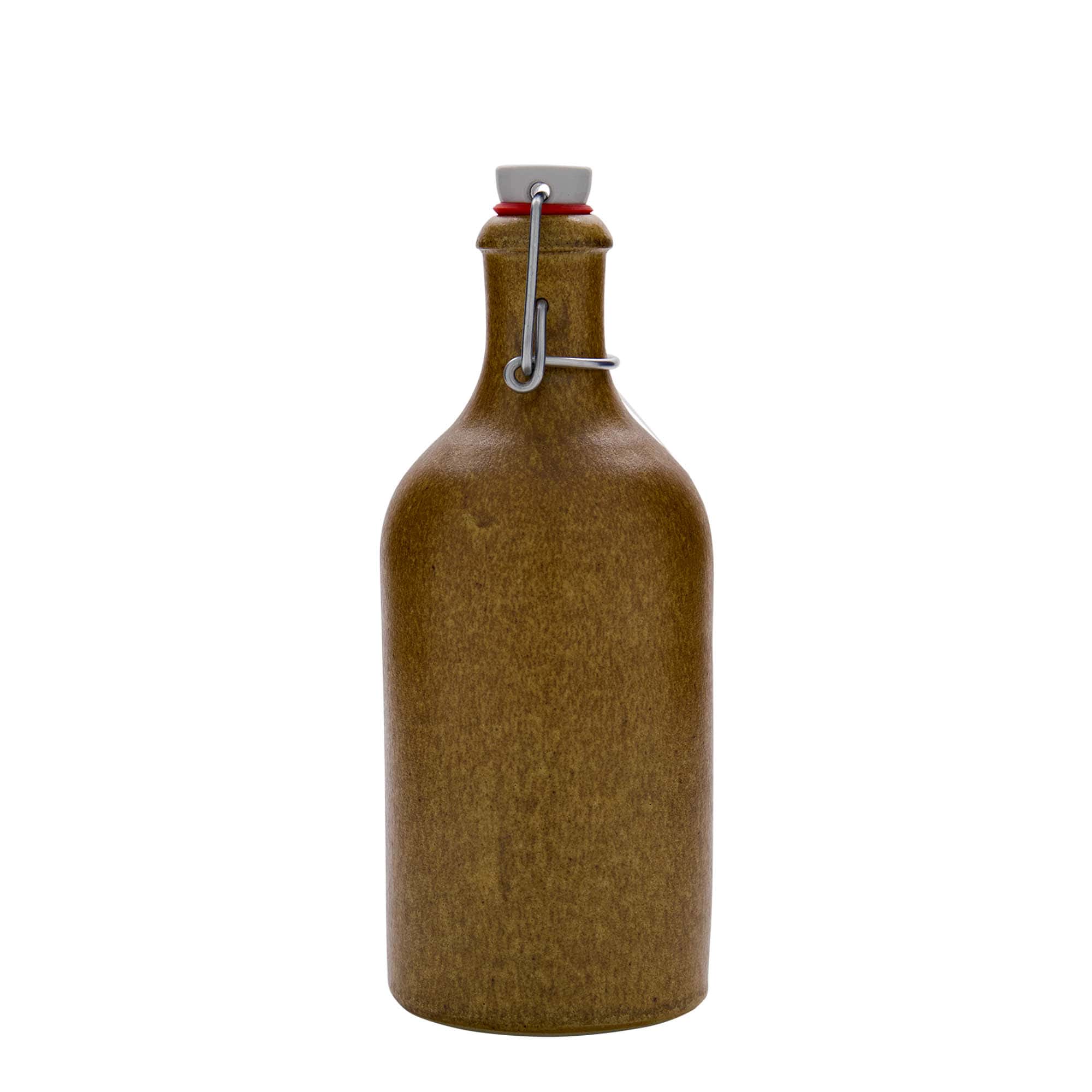 500 ml agyagedény, kőedény, barna-kristály, száj: füles zár