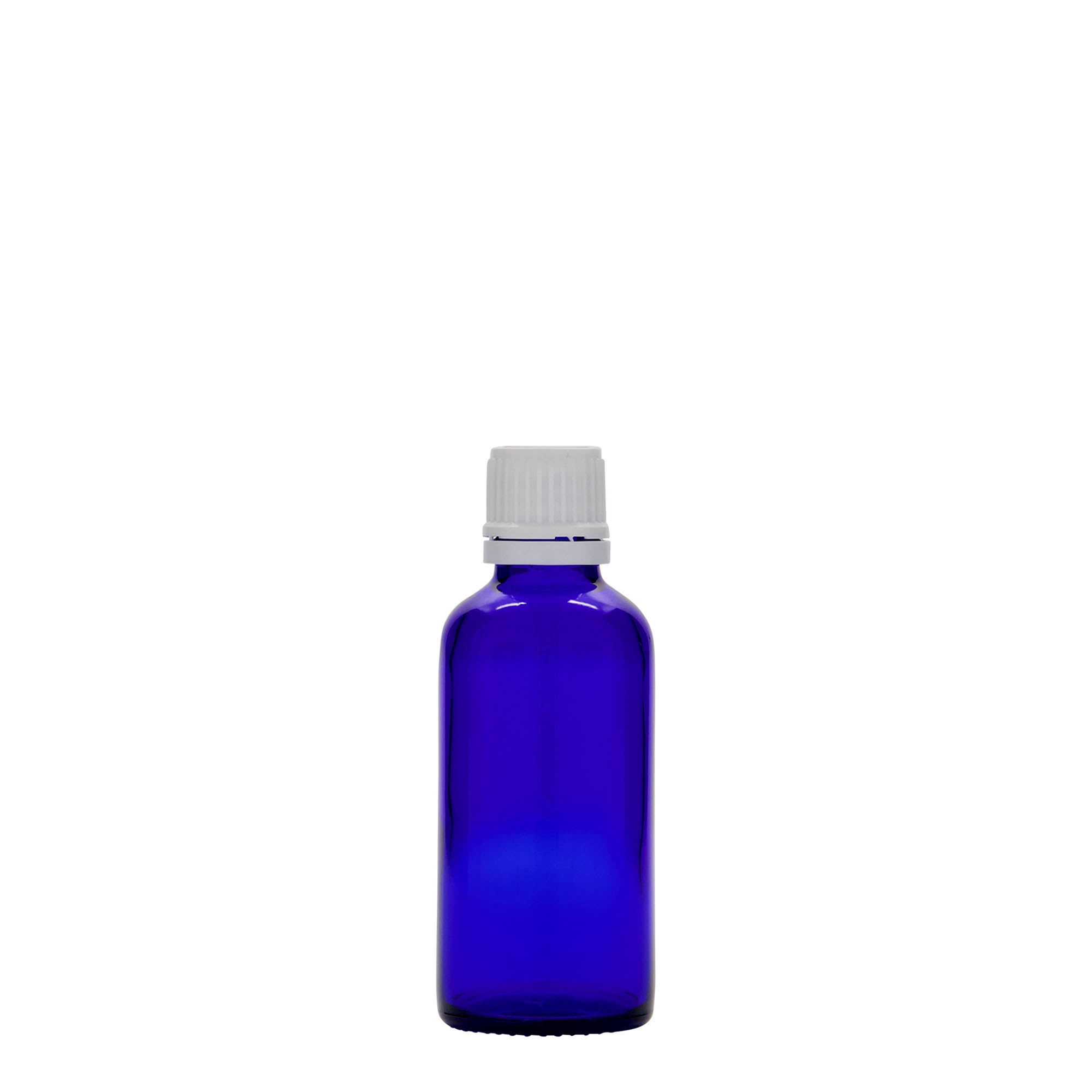 50 ml-es patikai üveg, üveg, királykék, szájnyílás: DIN 18