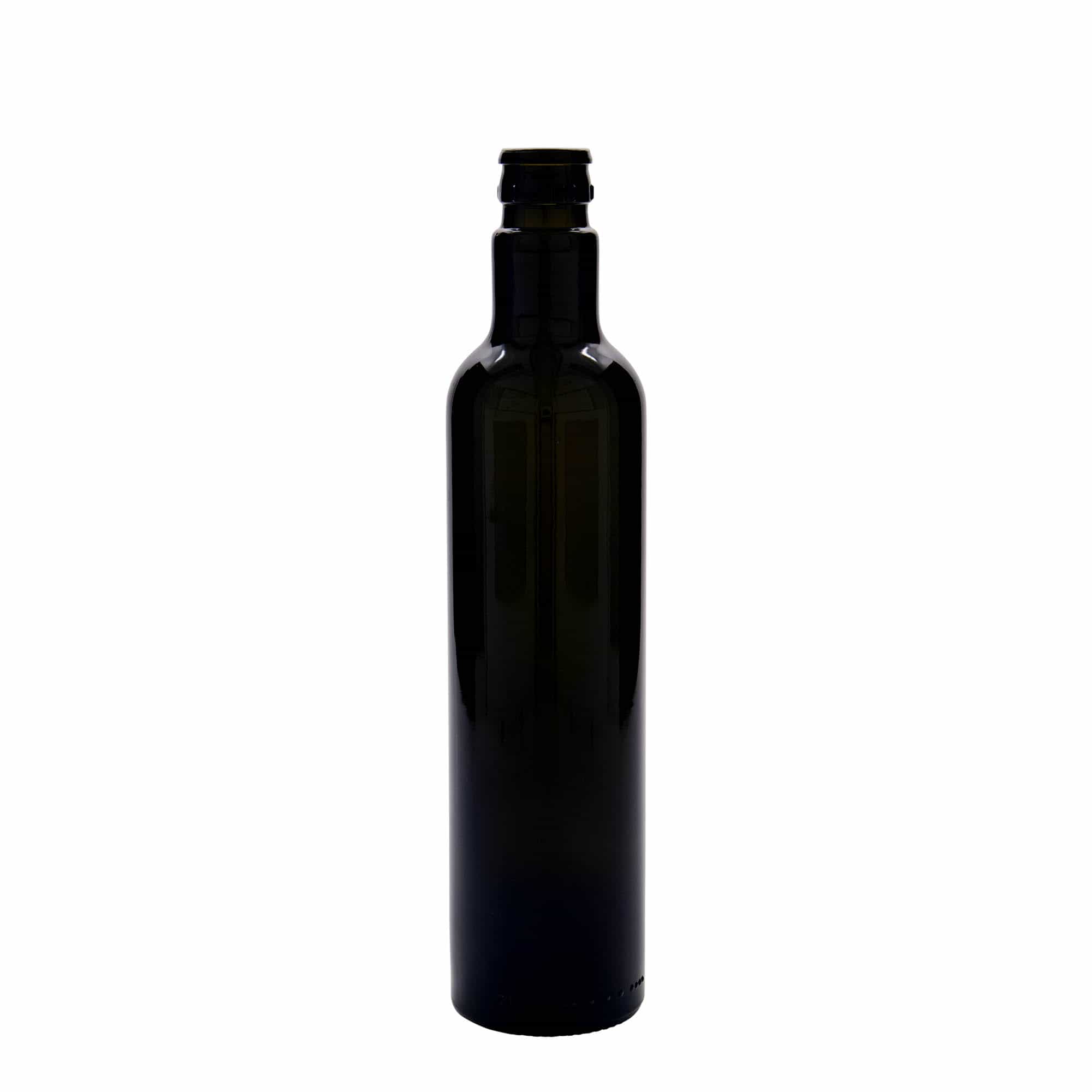 500 ml ecet-/olajüveg 'Willy New', üveg, antikzöld, nyílás: DOP