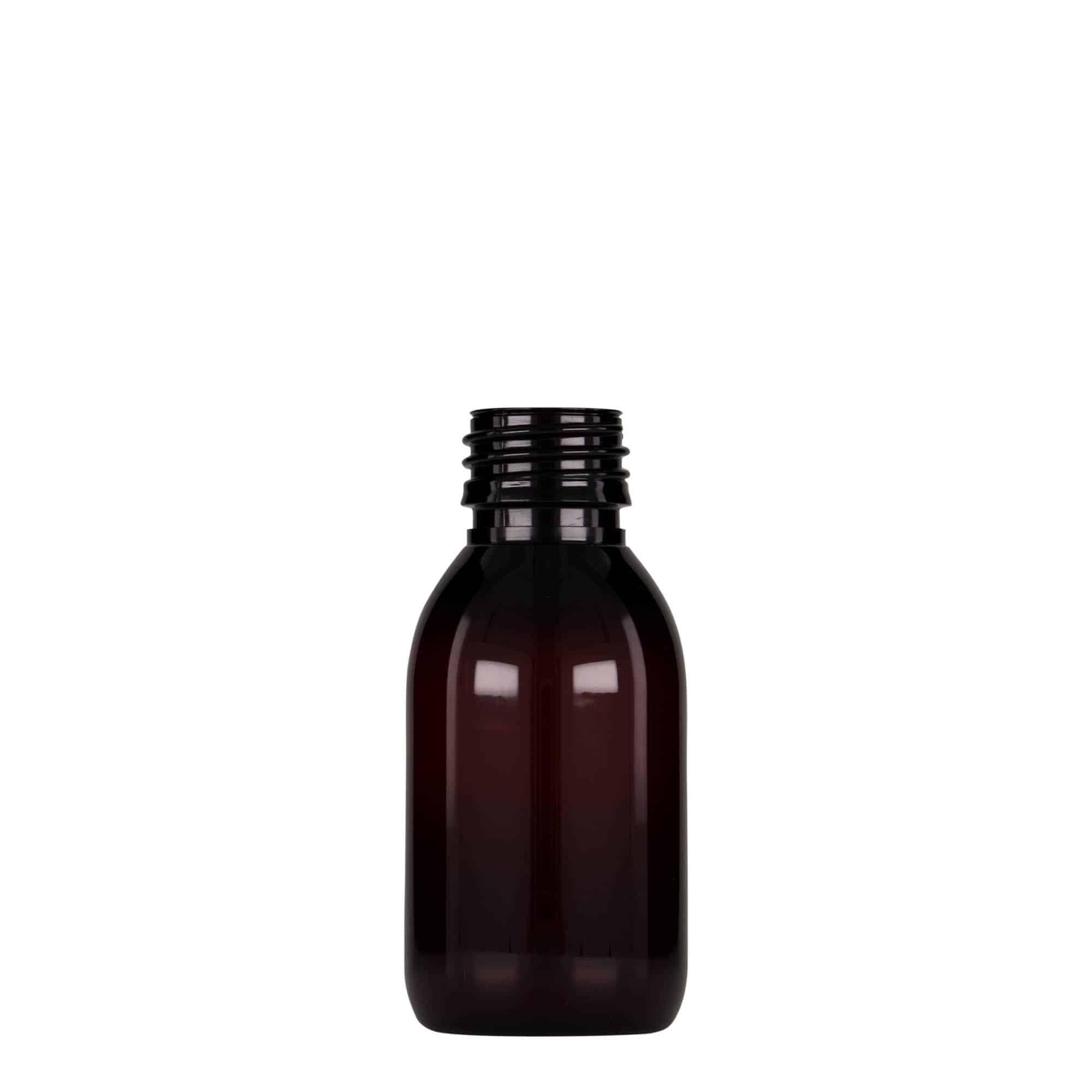 100 ml-es PET-patikai üveg, barna, műanyag, szájnyílás: PP 28