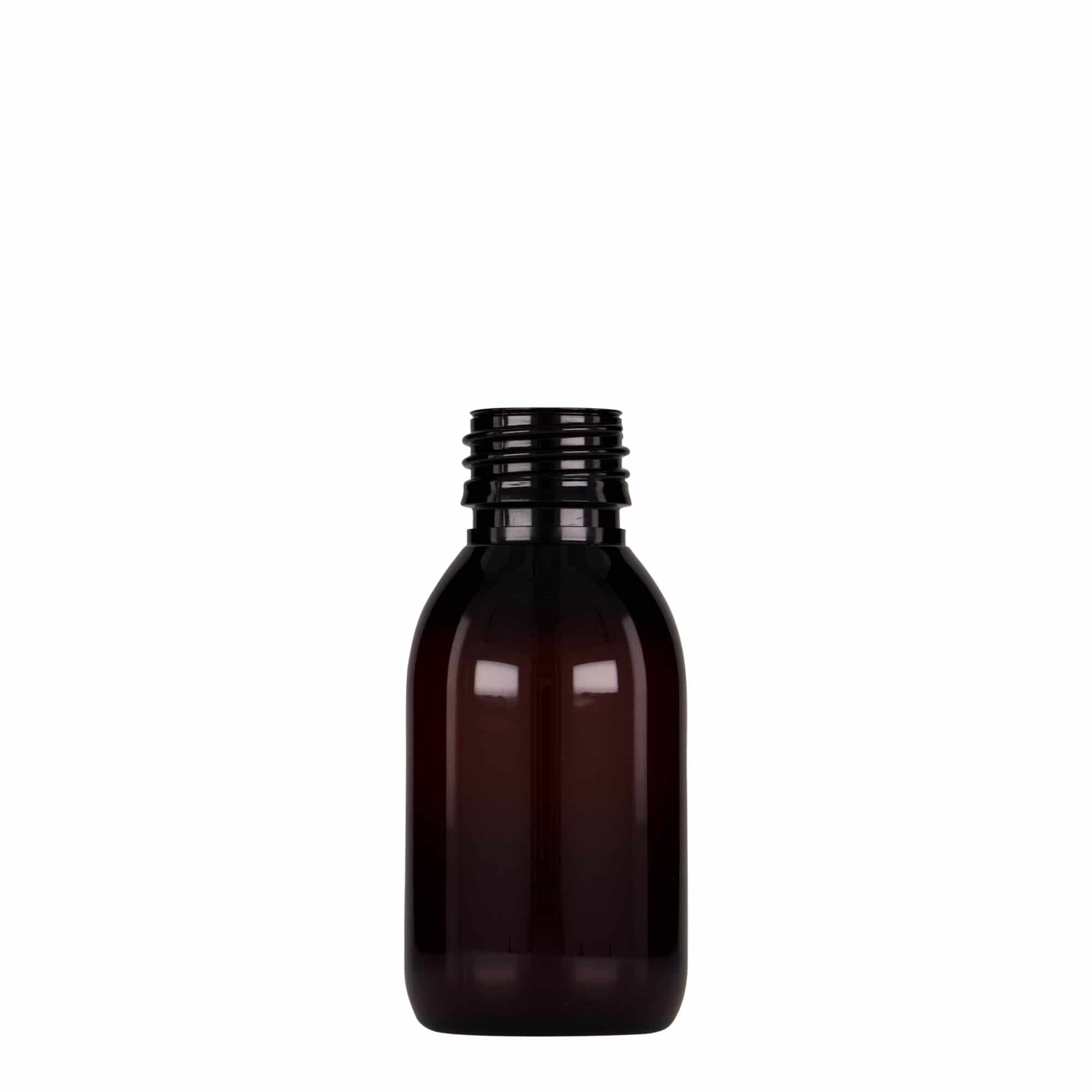 100 ml PET orvosi palack, barna, műanyag, nyílás: PP 28