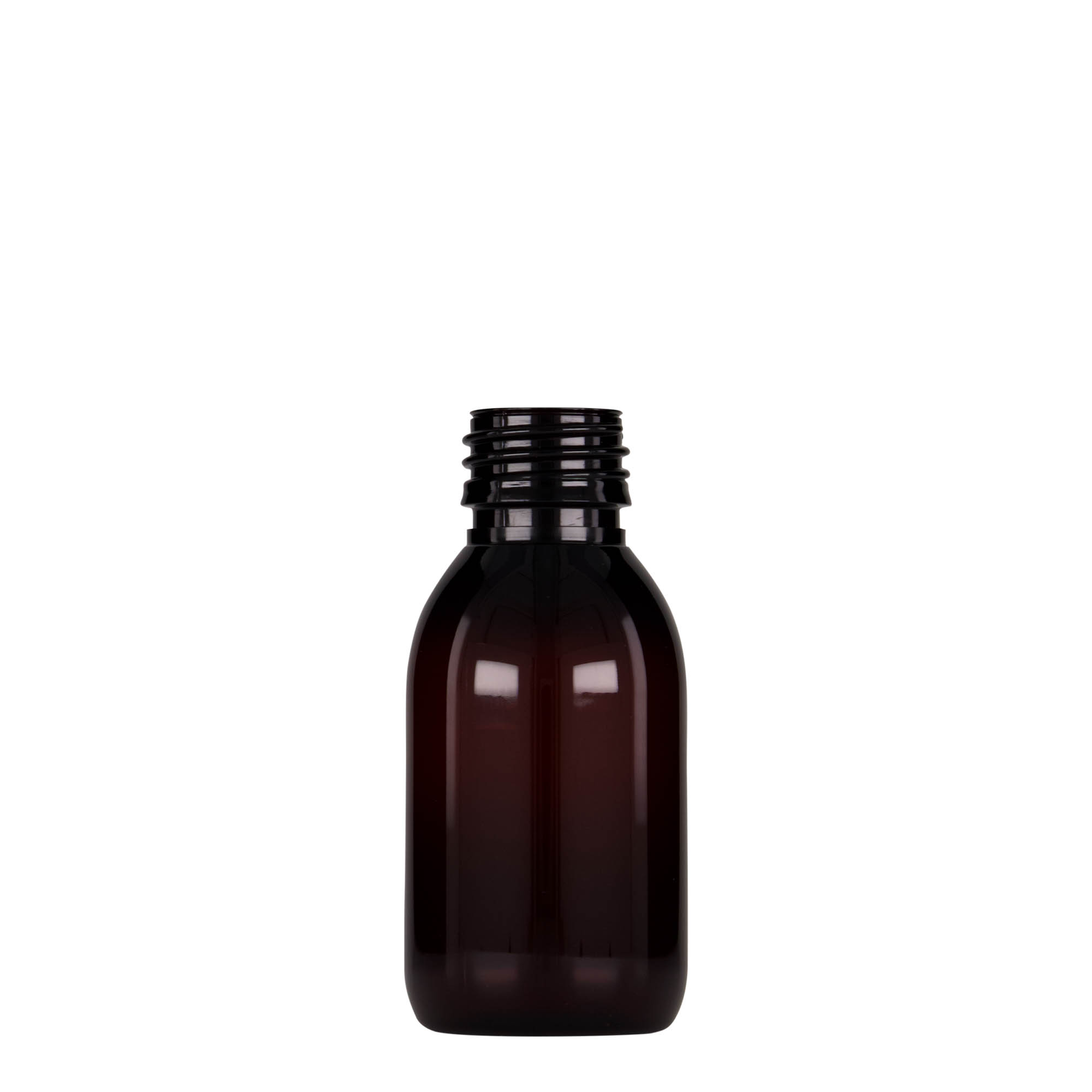 100 ml PET orvosi palack, barna, műanyag, nyílás: PP 28 100 ml PET orvosi palack, barna, műanyag, nyílás: PP 28