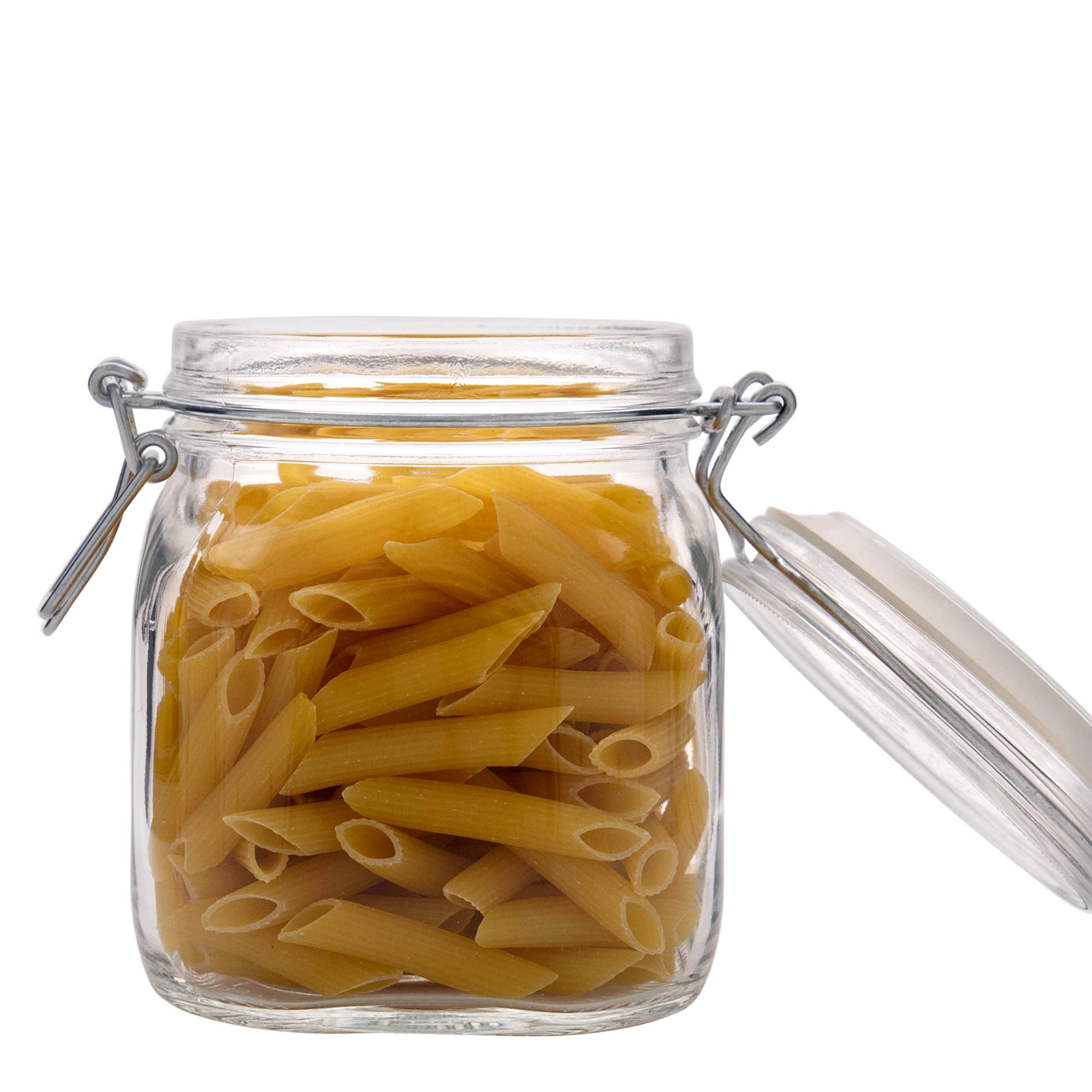 750 ml drótkapcsos üveg 'Fido', négyszögletes, nyílás: drótkapcsos zár