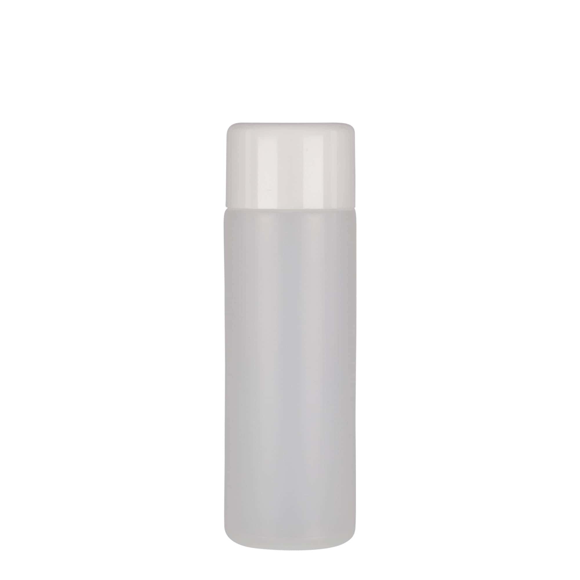200 ml-es kerek palack, PE-műanyag, natúr, szájnyílás: csavaros kupak