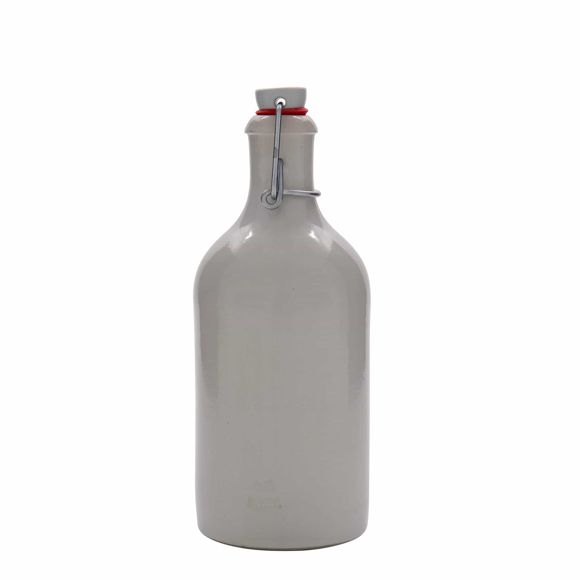 500 ml-es agyagkorsó, kőagyag, fehér, szájnyílás: csatos zár