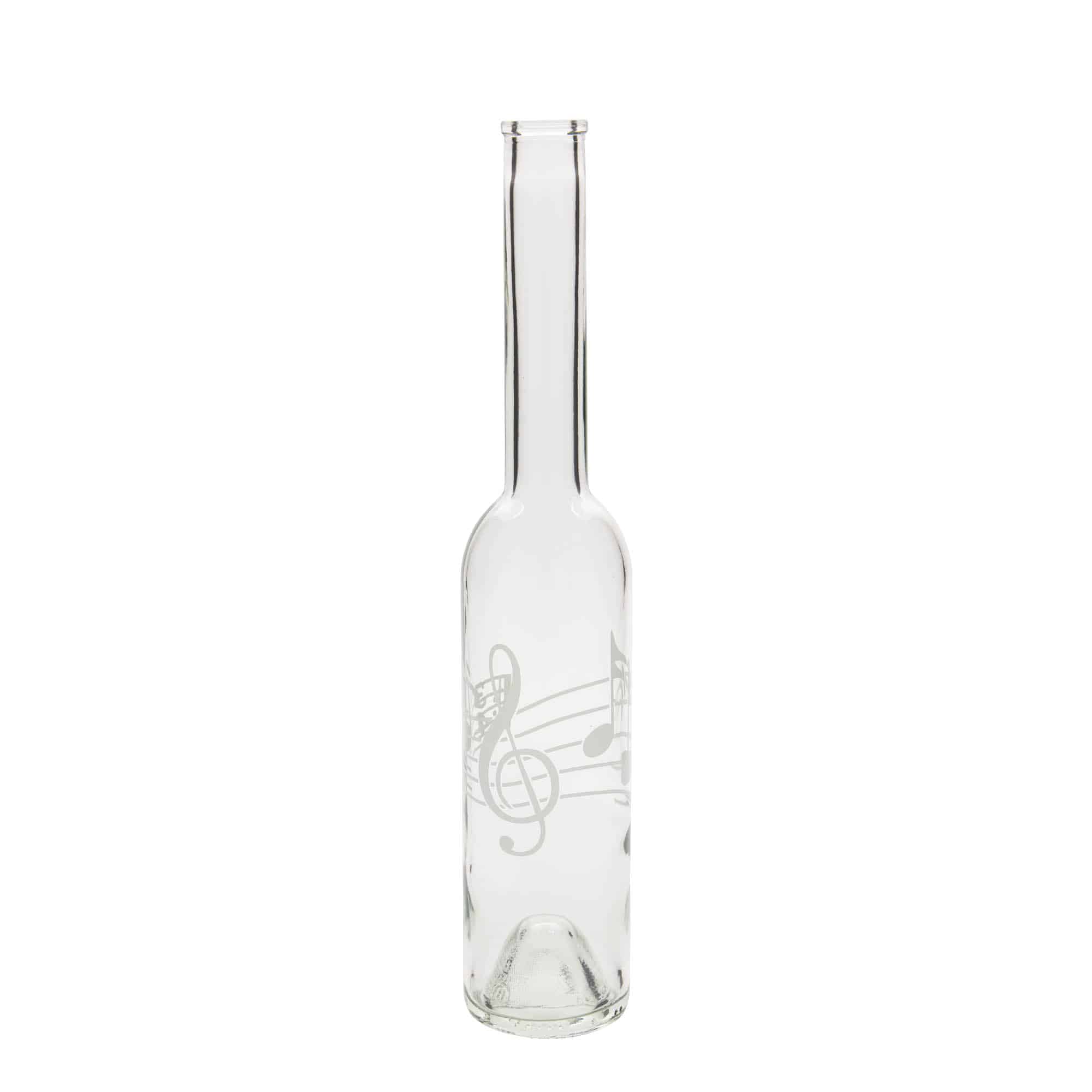 350 ml-es üvegpalack 'Opera', motívum: Hangjegyek, szájnyílás: parafadugó 350 ml-es üvegpalack 'Opera', motívum: Hangjegyek, szájnyílás: parafadugó