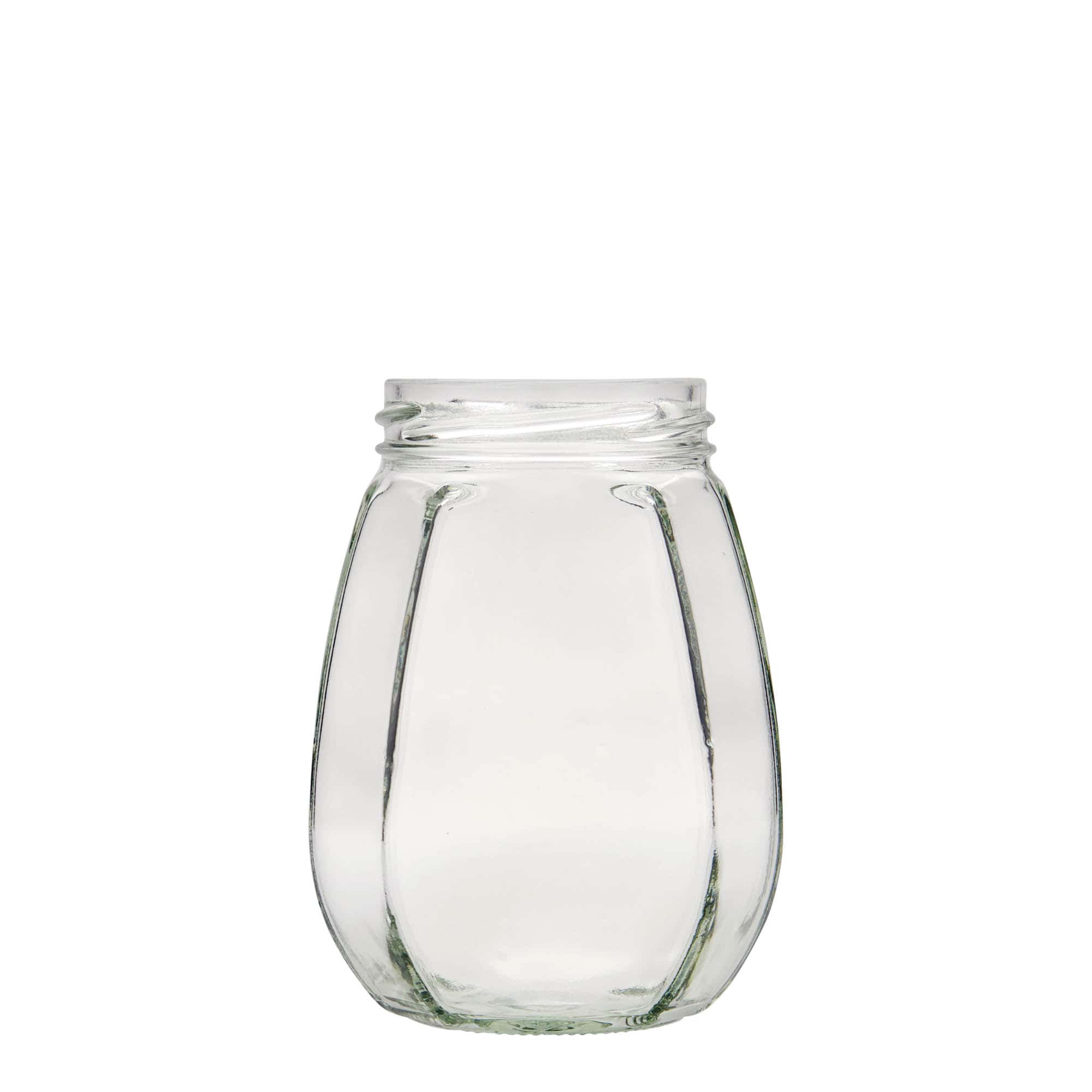 385 ml-es díszüveg, hatszögletű, szájnyílás: Twist-Off (TO 63) 385 ml-es díszüveg, hatszögletű, szájnyílás: Twist-Off (TO 63)