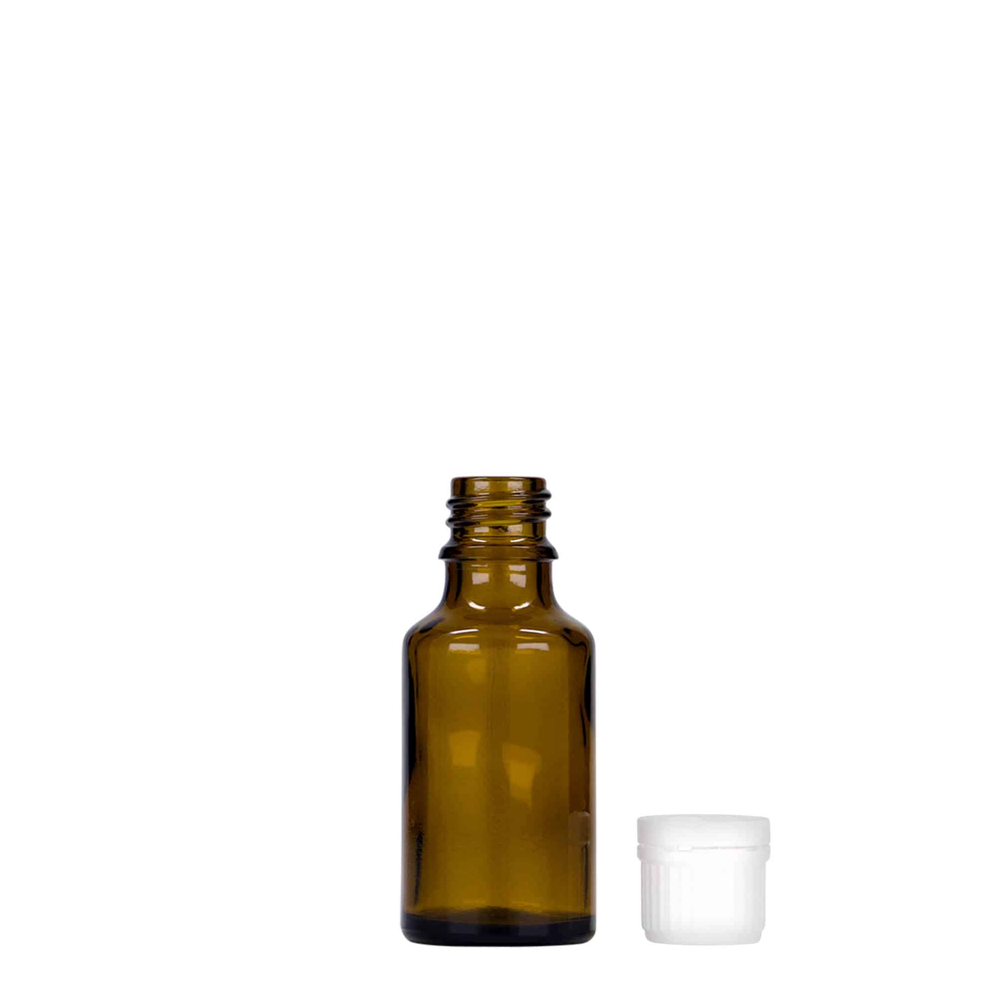 25 ml-es patikai üveg, üveg, barna, szájnyílás: DIN 18