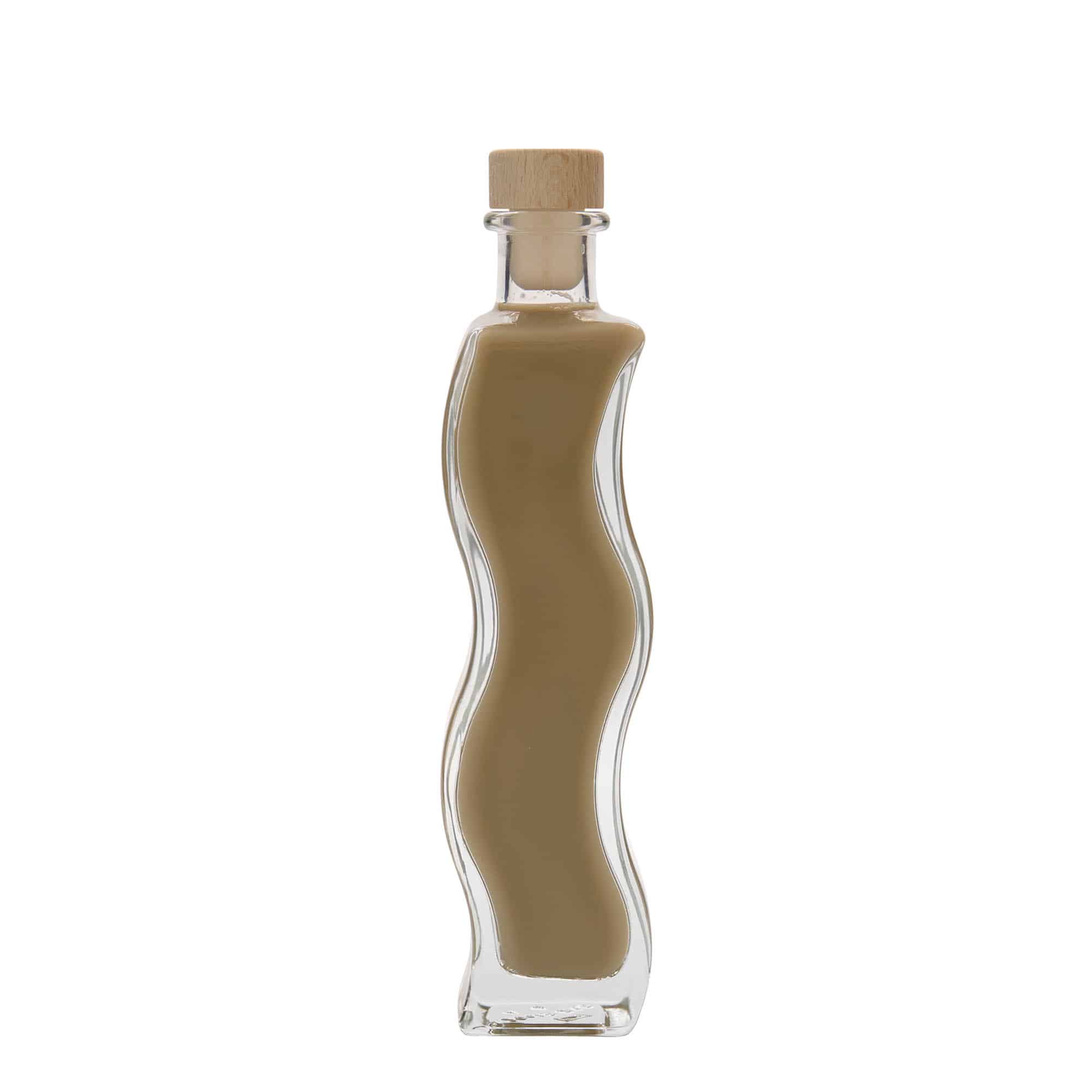 200 ml-es üvegpalack 'Welle', négyzet alakú, szájnyílás: parafadugó
