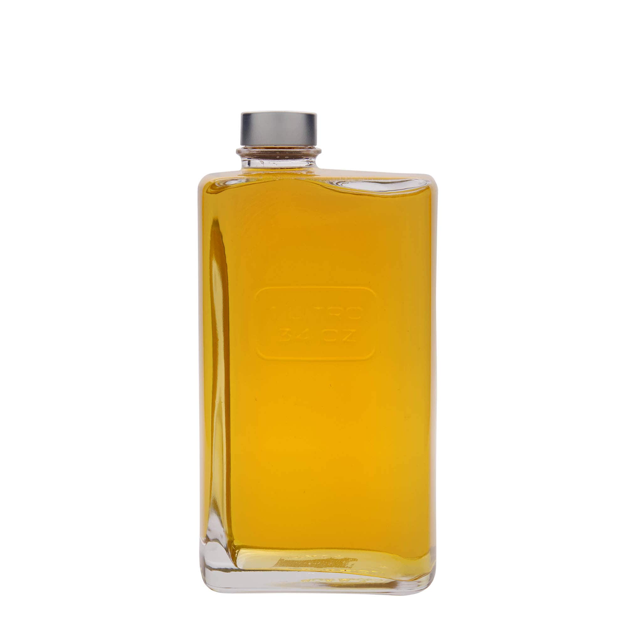 1000 ml-es üvegpalack 'Optima Lattina', négyszögletű, szájnyílás: csavaros kupak