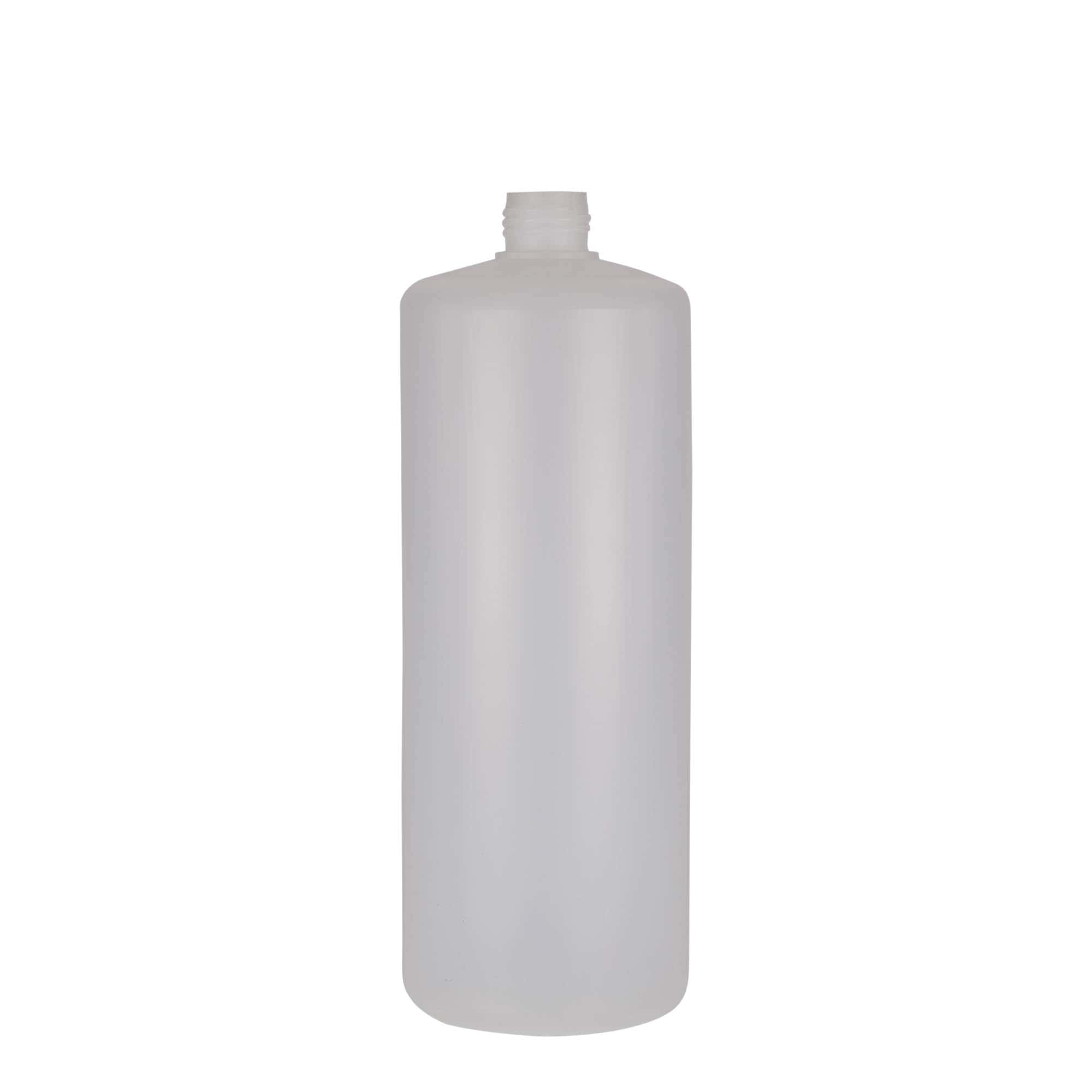 1000 ml-es kerek palack, PE-műanyag, natúr, szájnyílás: csavaros kupak 1000 ml-es kerek palack, PE-műanyag, natúr, szájnyílás: csavaros kupak