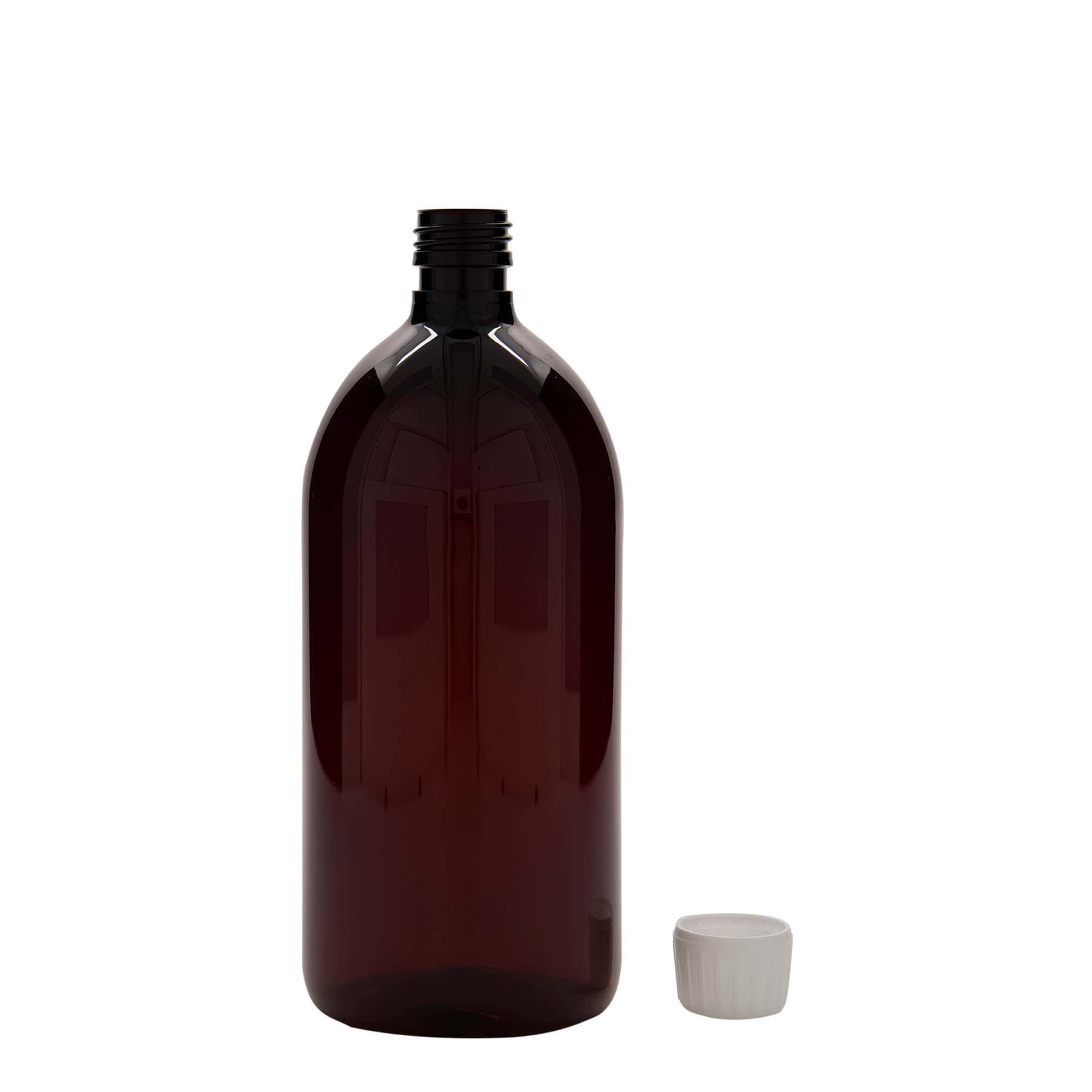 1.000 ml PET orvosi palack, barna, műanyag, nyílás: PP 28