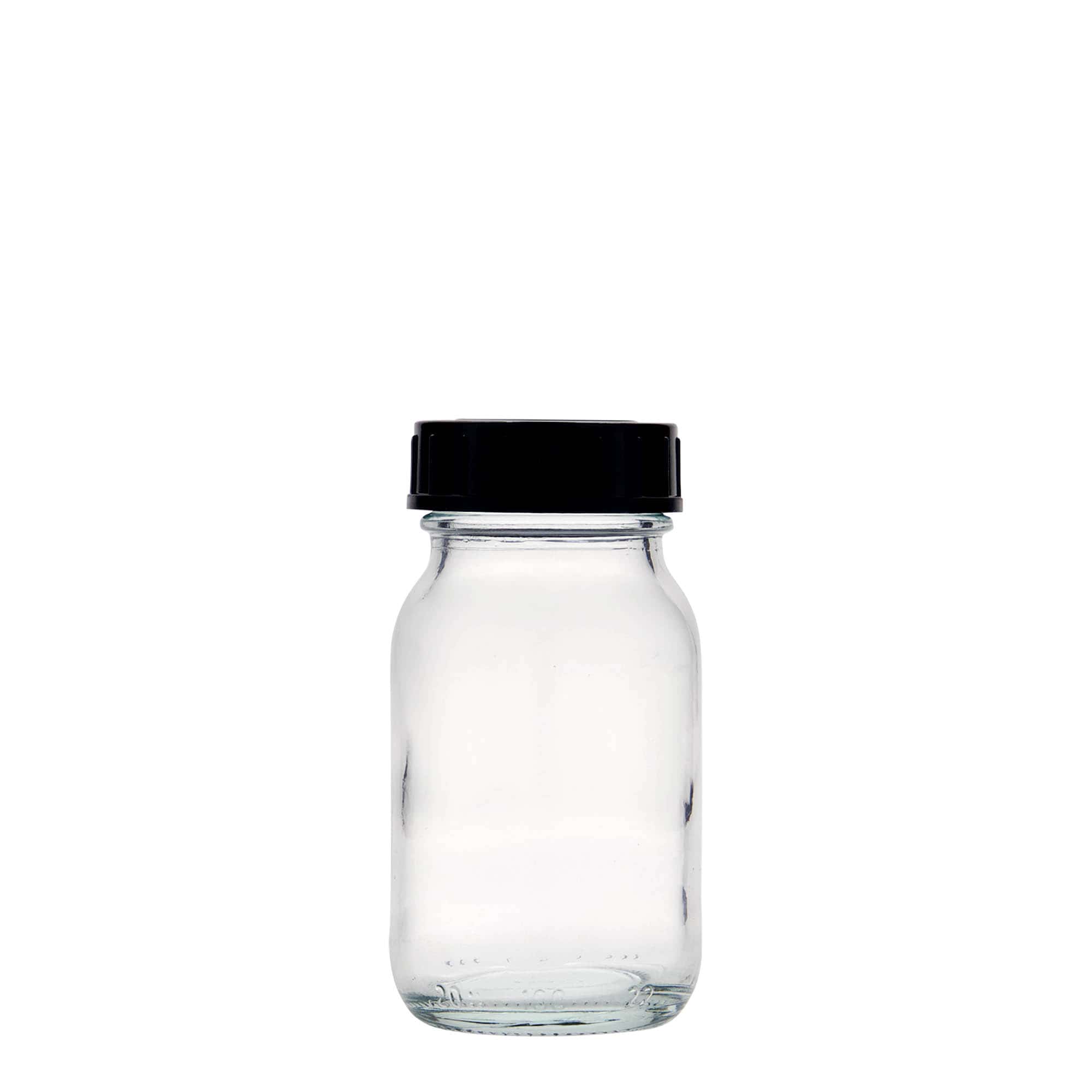 100 ml széles nyakú üveg, nyílás: DIN 40