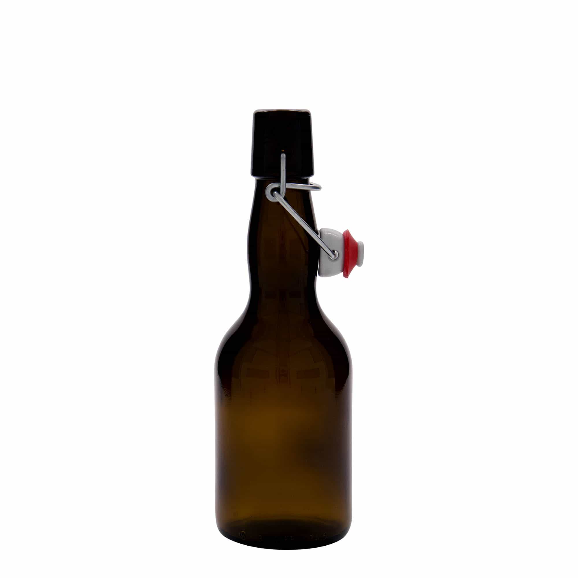 330 ml sörösüveg, nyakánál megvastagodott, barna üveg, nyílás: patentzár