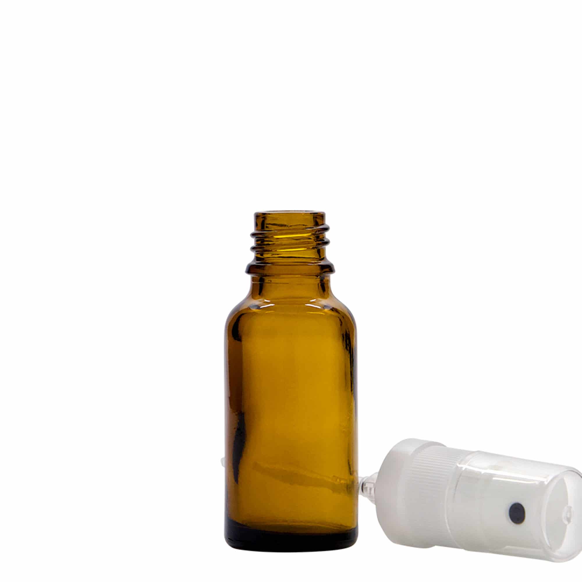 20 ml-es szórófejes patikai üveg, üveg, barna, szájnyílás: DIN 18