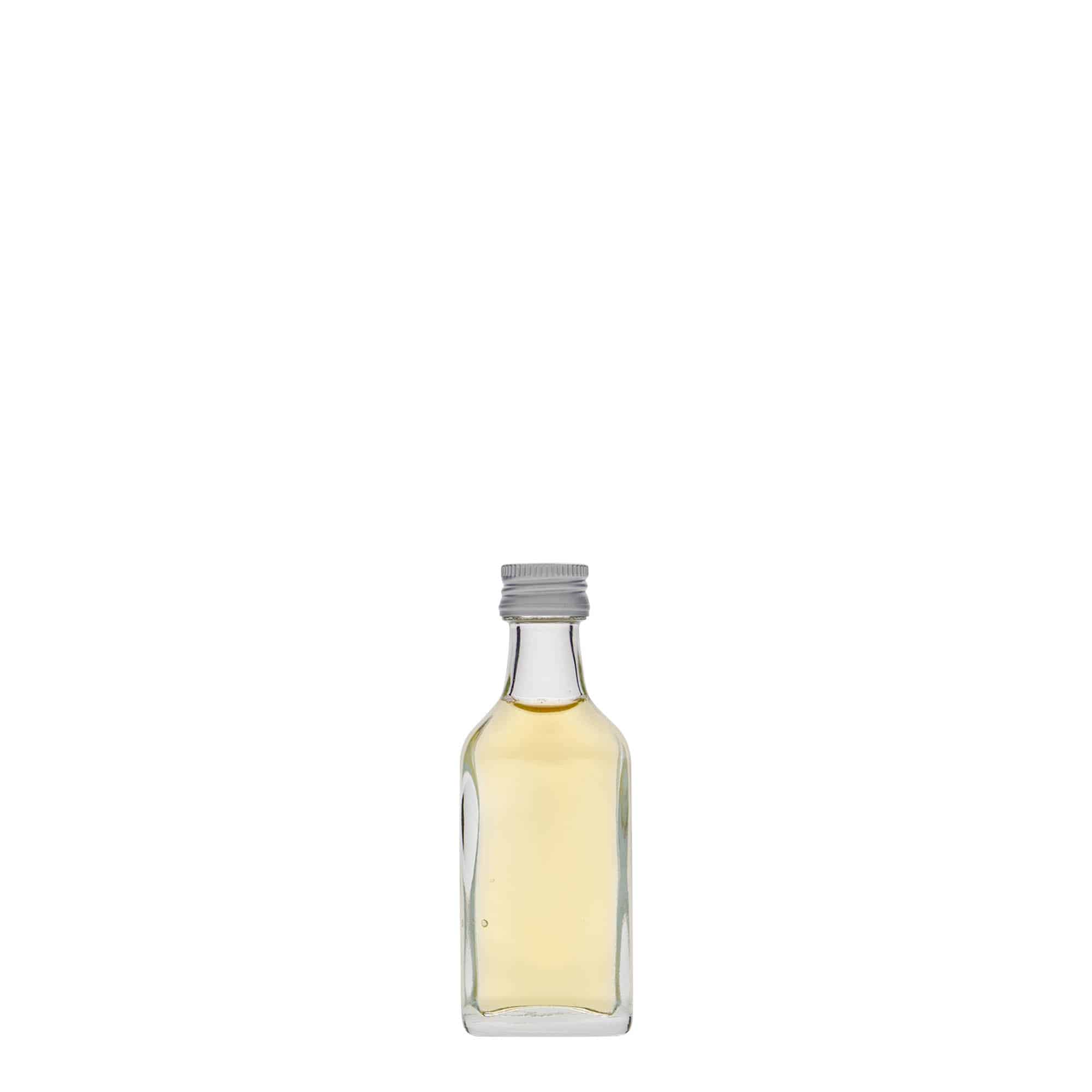 20 ml-es laposüveg, négyszögletű, üveg, szájnyílás: PP 18