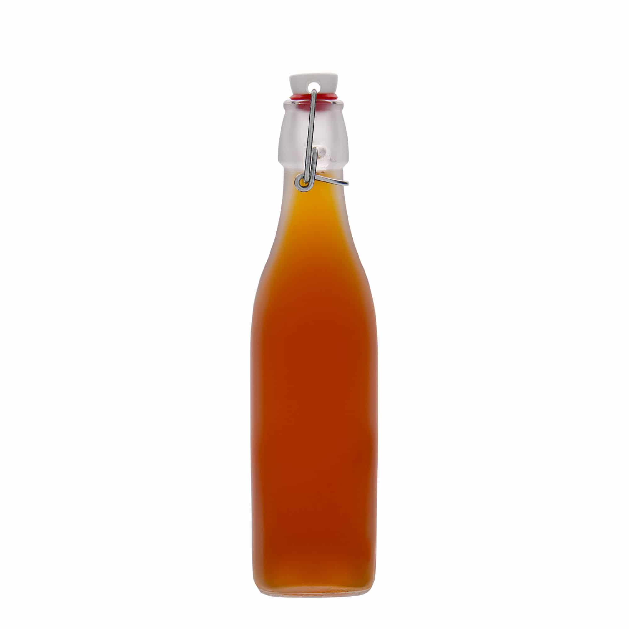 500 ml üveges palack 'Swing, négyzet alakú, fehér, nyílás: patentzár'