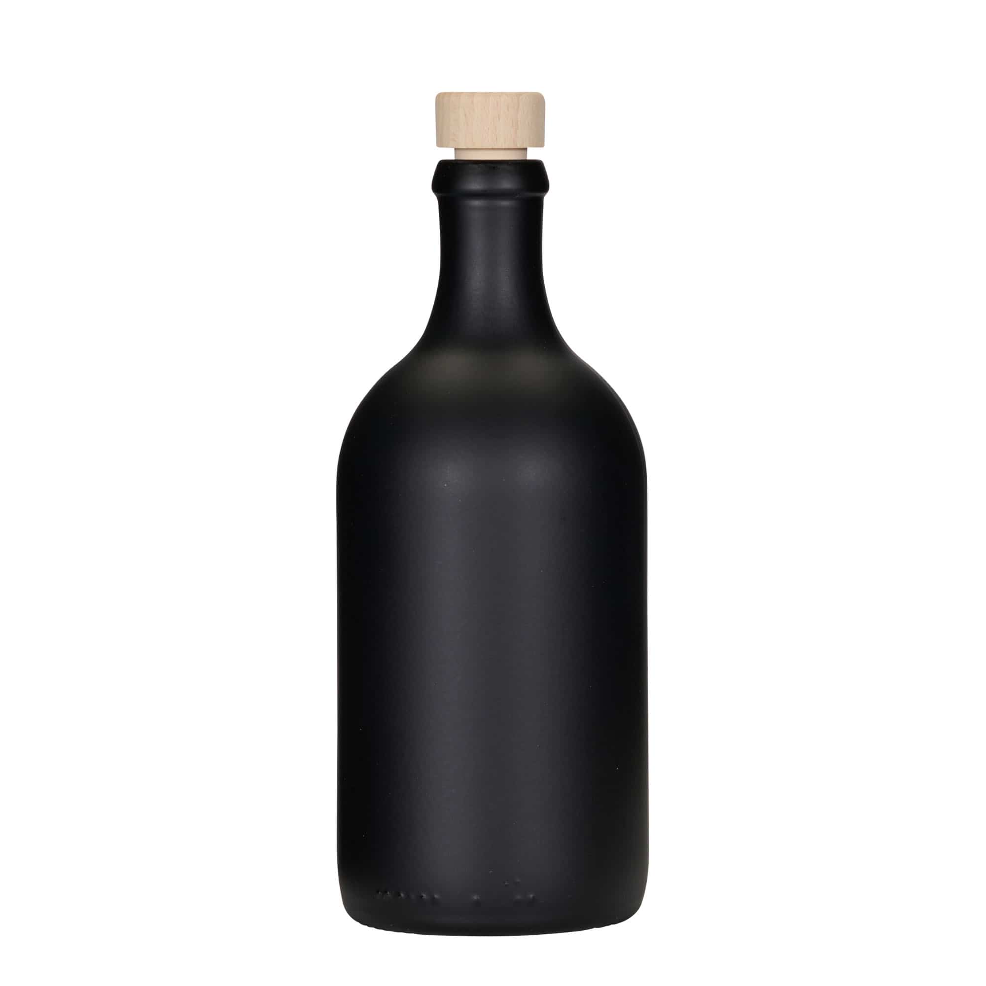 500 ml üvegpalack 'Ginevra Leggera', fekete, nyílás: parafa