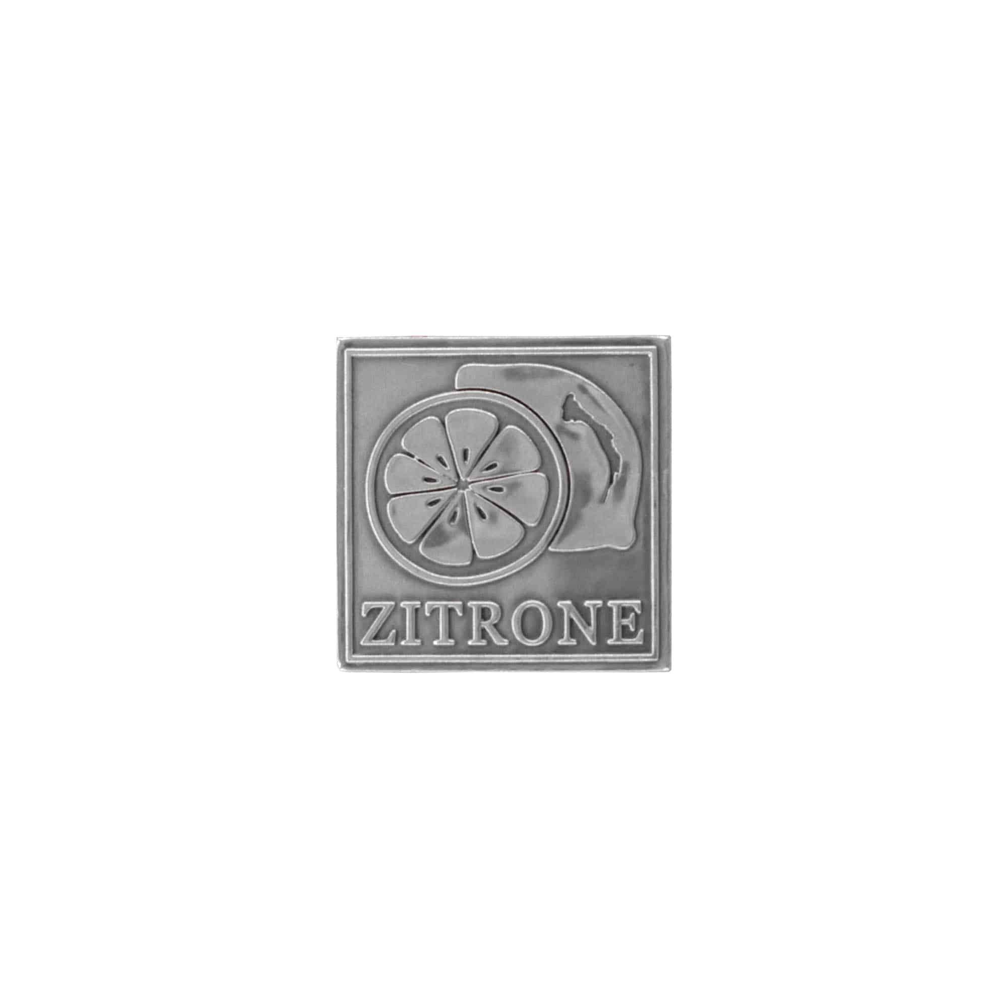 Óncímke 'Citrom', négyzet alakú, fém, ezüst Óncímke 'Citrom', négyzet alakú, fém, ezüst