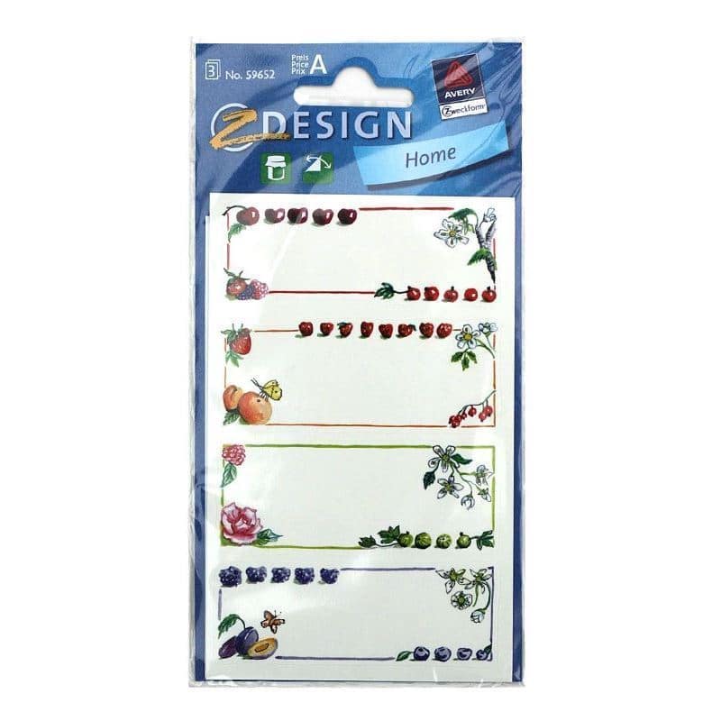 Speciális alakú címkék 'Színes gyümölcsök', négyszögletű, papír, többszínű