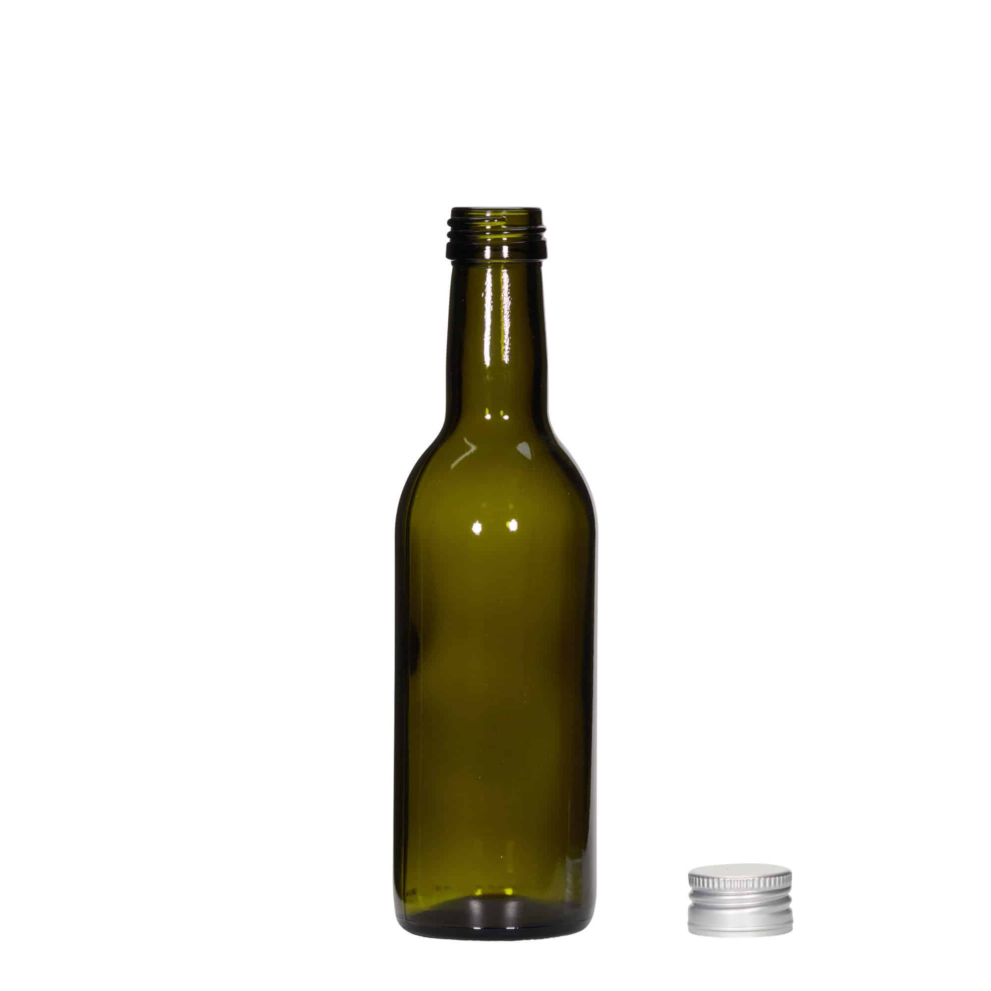 250 ml üvegpalack 'Bordeaux', antikzöld, nyílás: PP 28
