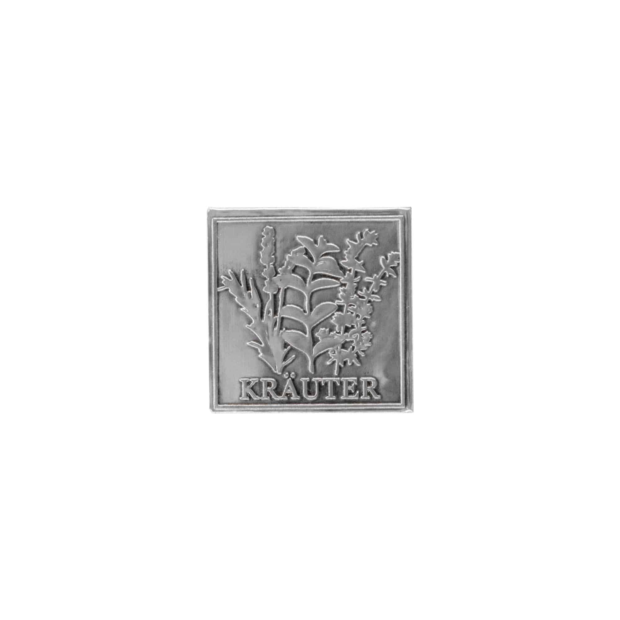 Óntábla 'Gyógynövények', négyzet alakú, fém, ezüst