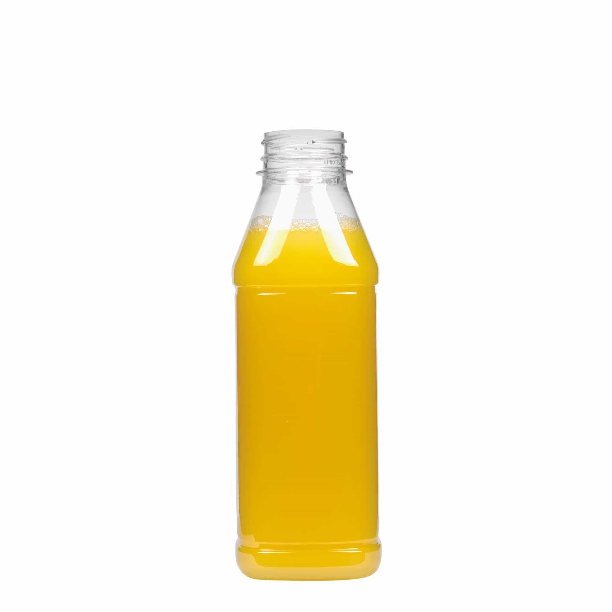 500 ml PET-palack 'Milk and Juice Carré', négyzet alakú, műanyag, nyílás: 38 mm