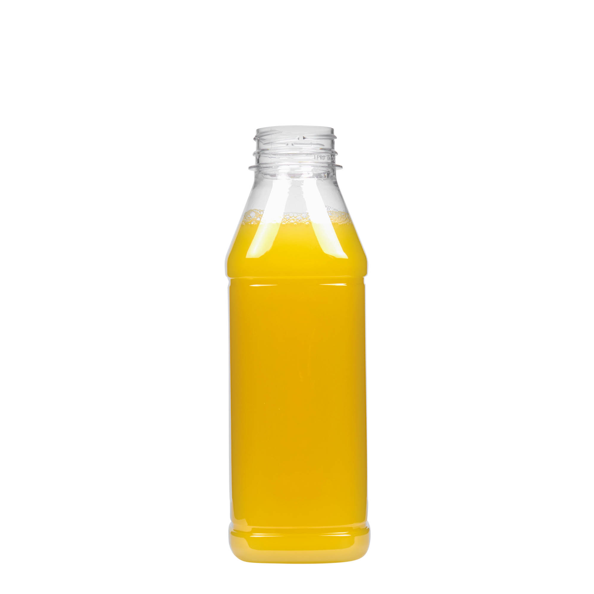 500 ml PET-palack 'Milk and Juice Carré', négyzet alakú, műanyag, nyílás: 38 mm