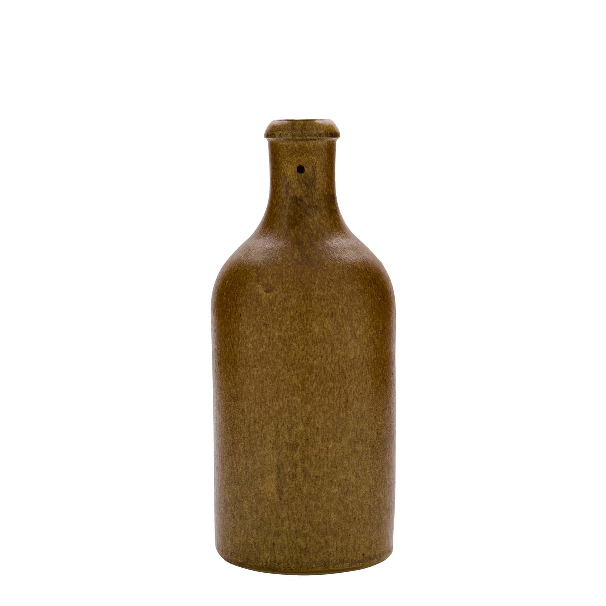 500 ml agyagedény, kőedény, barna-kristály, száj: füles zár