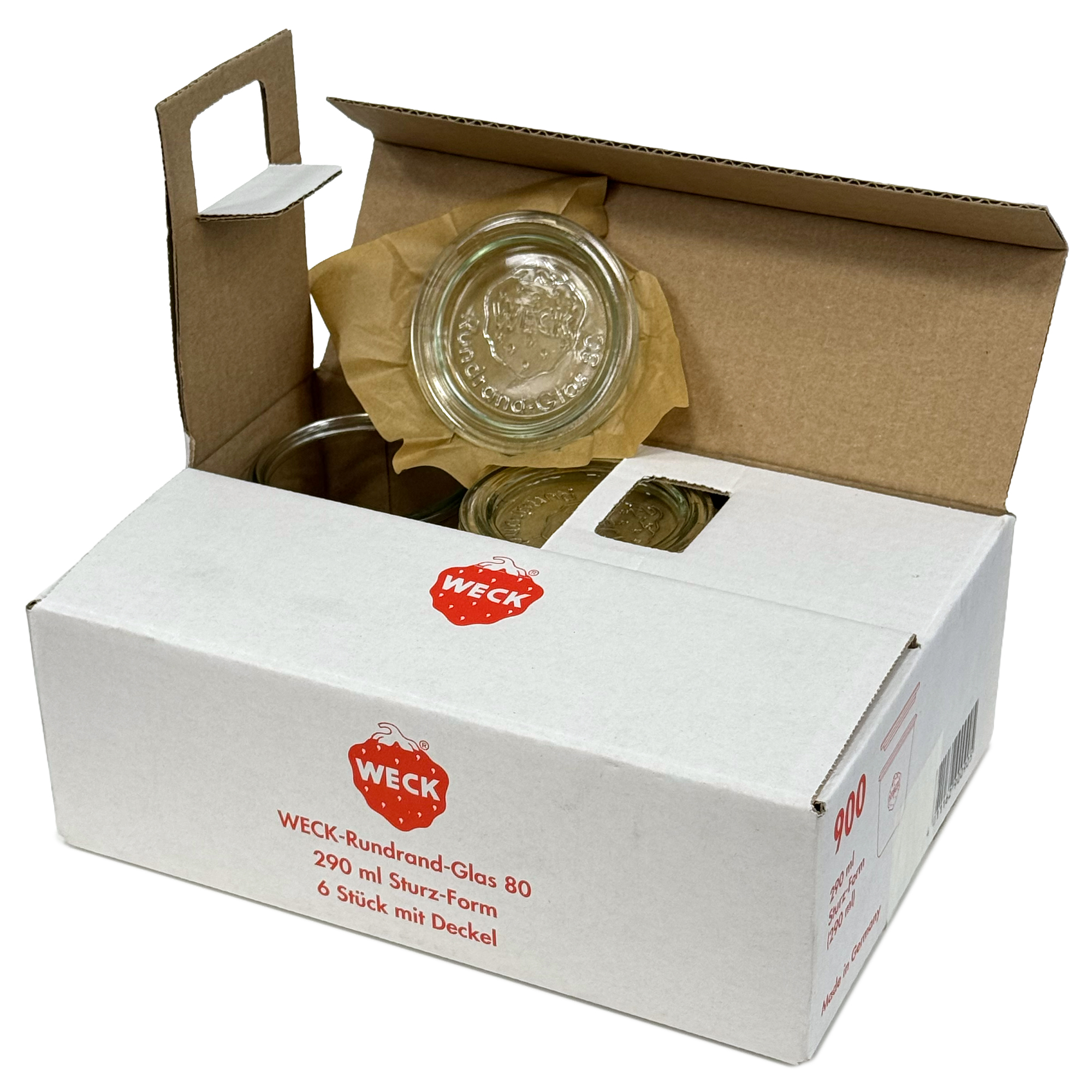 6x 290 ml magas Felfordítható WECK-üveg üvegfedéllel RR 80