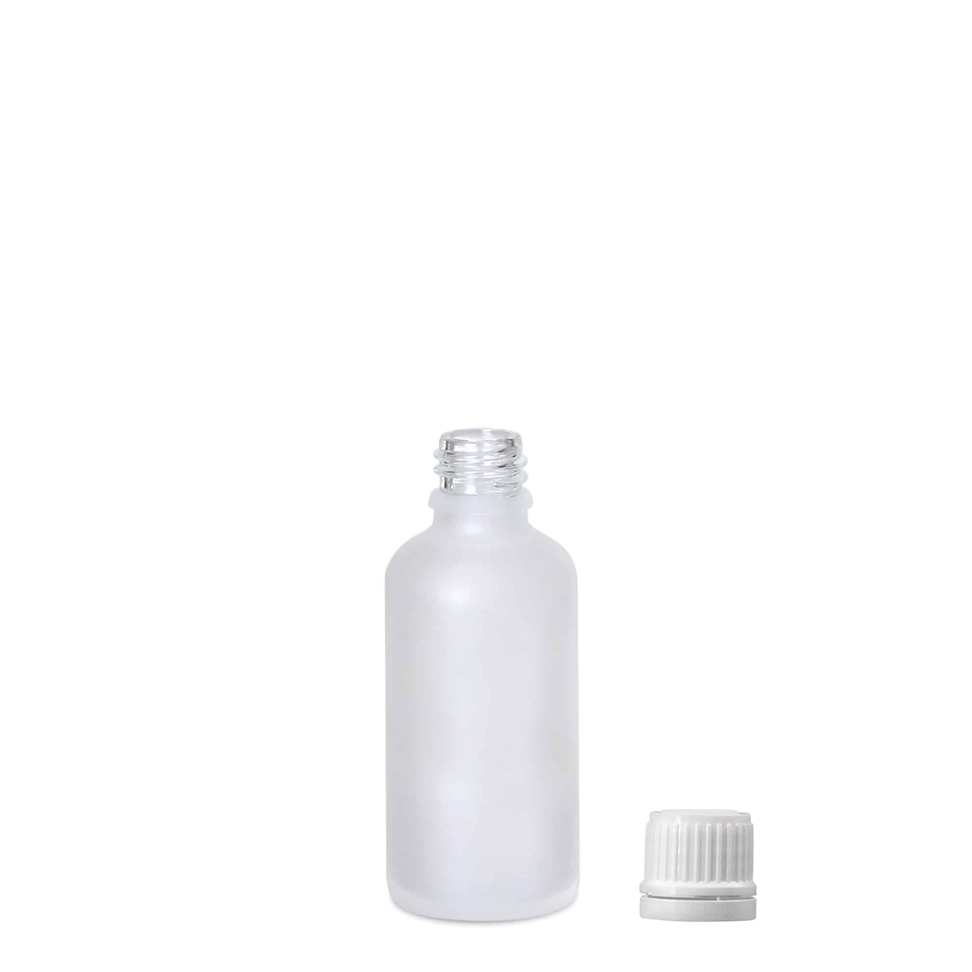 50 ml orvosi üveg, üveg, jegesített, nyílás: DIN 18