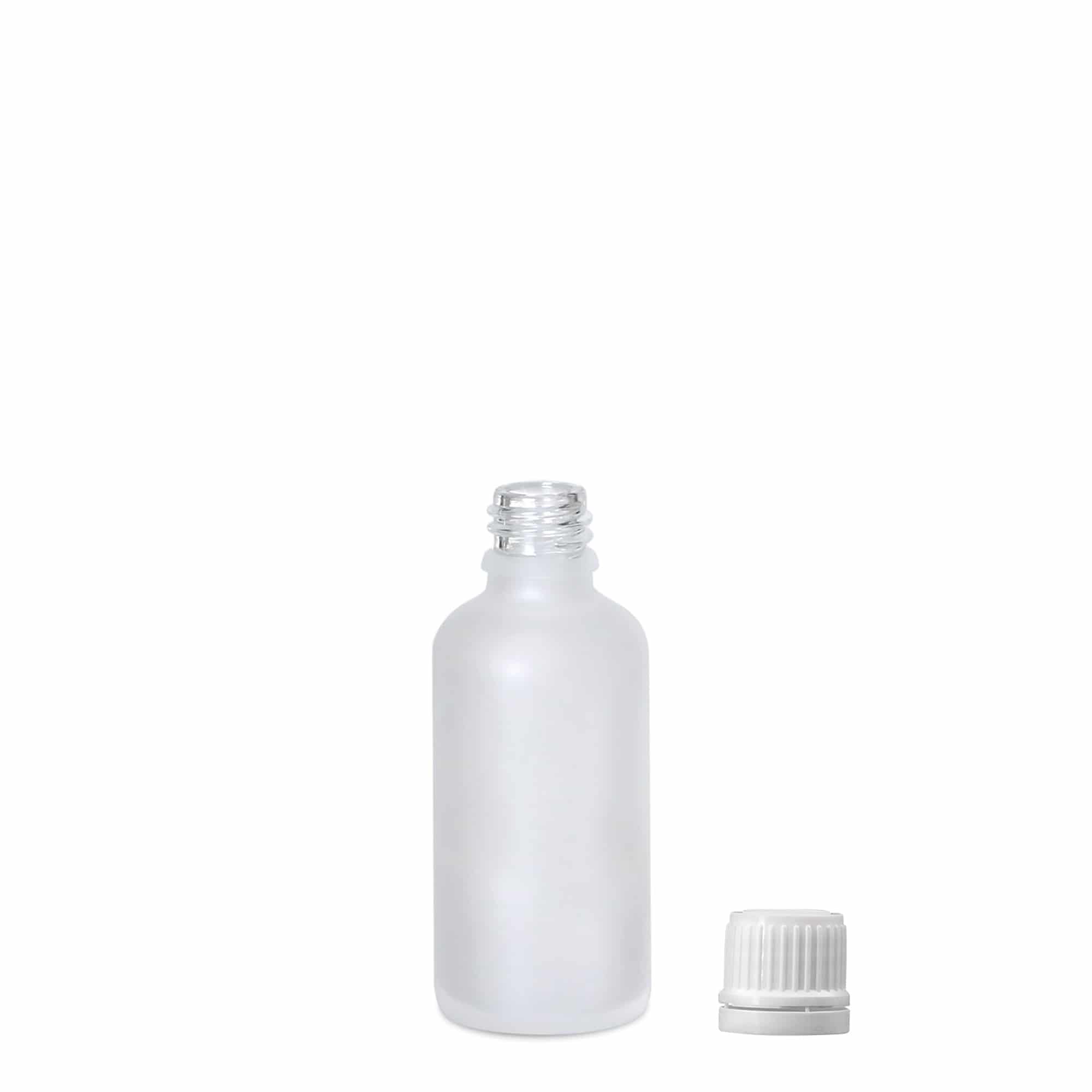 50 ml orvosi üveg, üveg, jegesített, nyílás: DIN 18