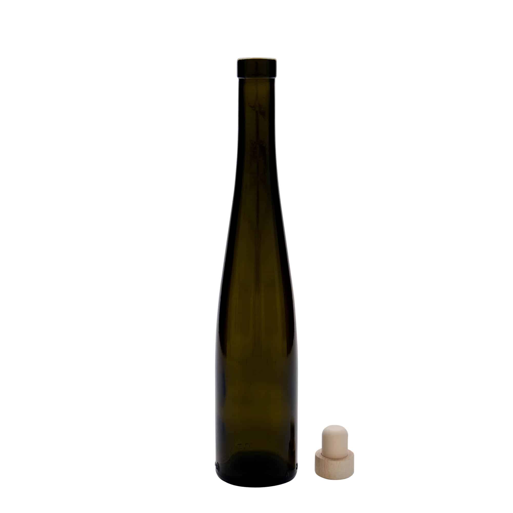 375 ml-es üvegpalack 'Weinschlegel', antikzöld, szájnyílás: parafadugó