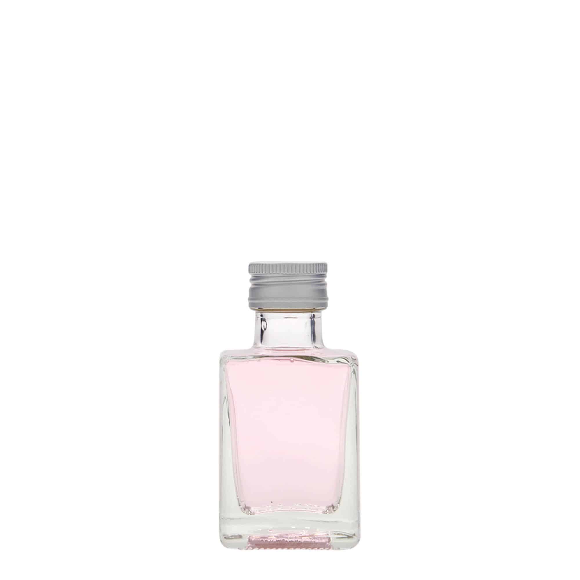 50 ml üvegpalack 'Cube', négyzet alakú, nyílás: PP 24