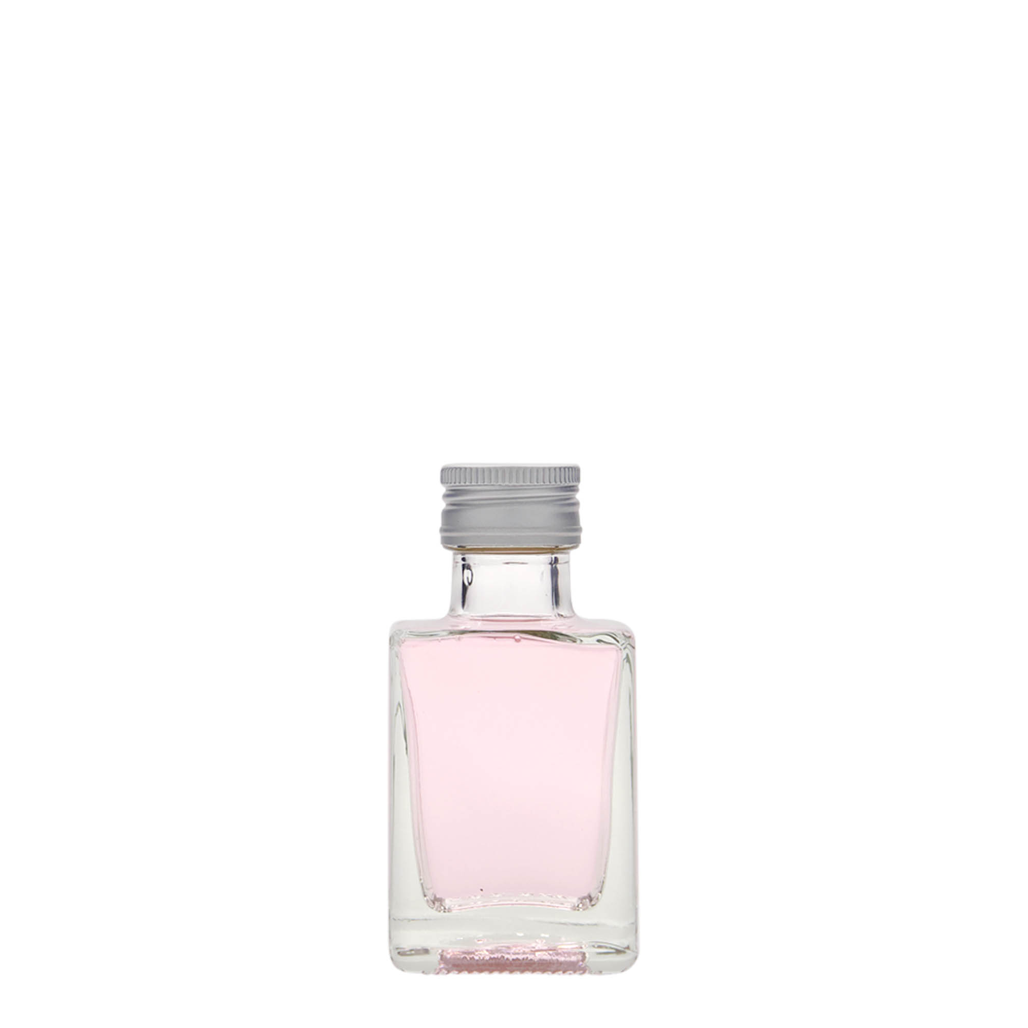 50 ml üvegpalack 'Cube', négyzet alakú, nyílás: PP 24