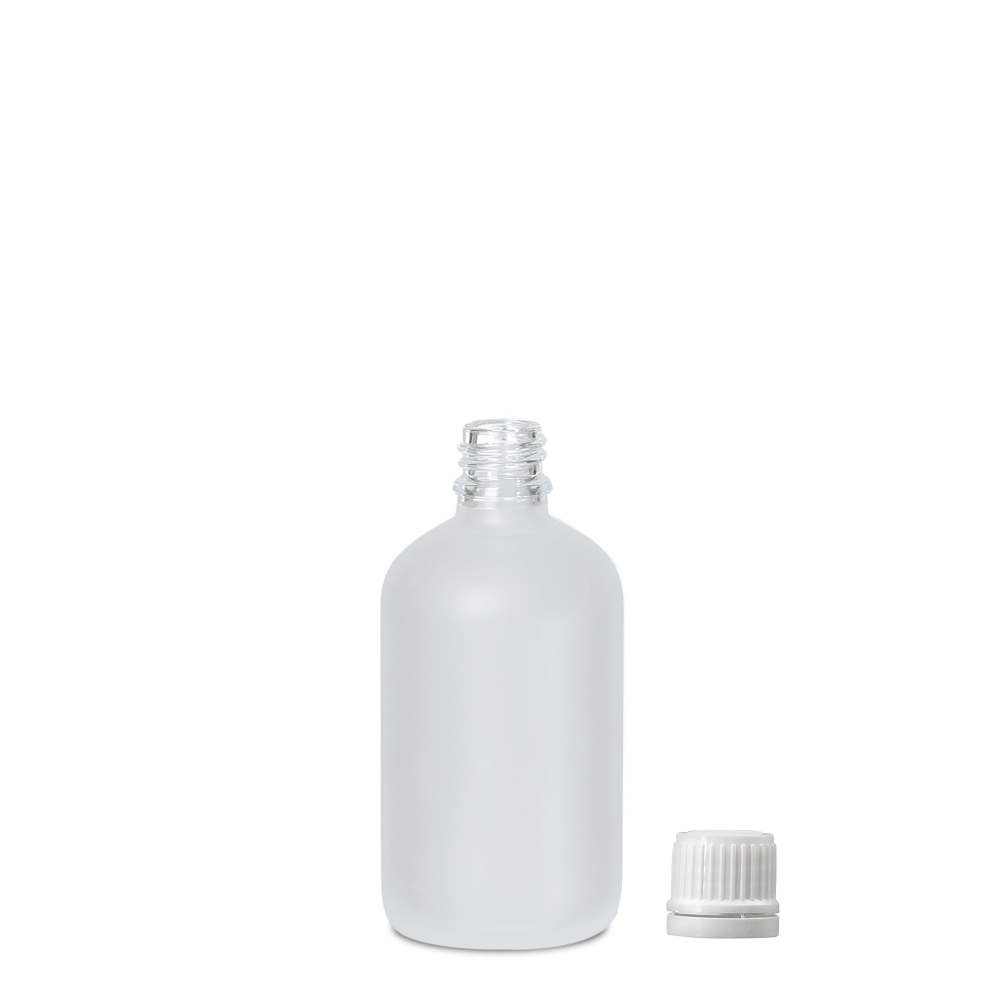 100 ml orvosi üveg, üveg, jegesített, nyílás: DIN 18