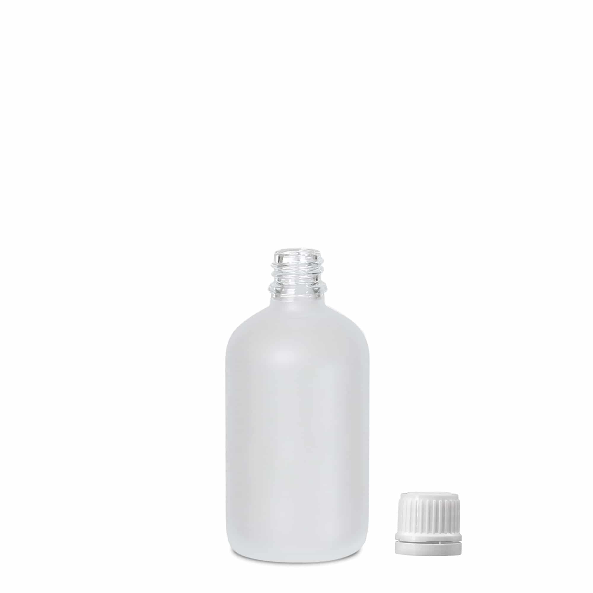 100 ml orvosi üveg, üveg, jegesített, nyílás: DIN 18