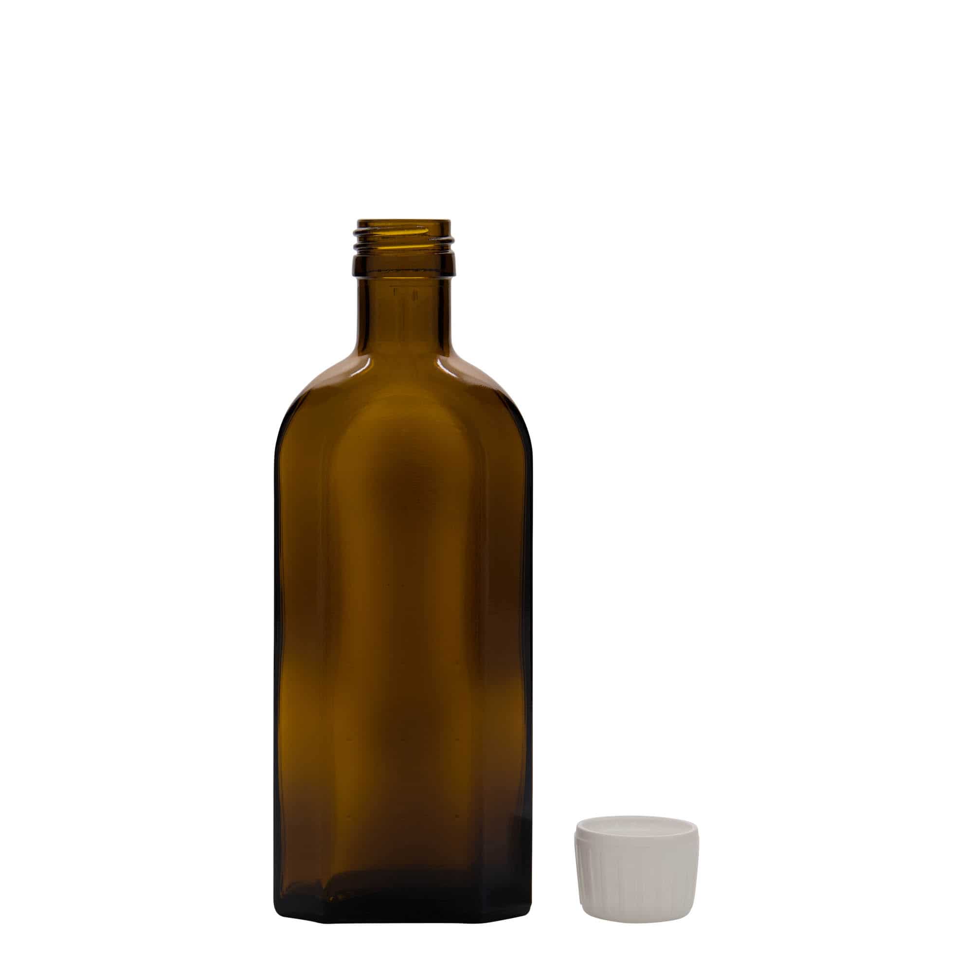 250 ml orvosi üveg Meplat, ovális, üveg, barna, nyílás: PP 28