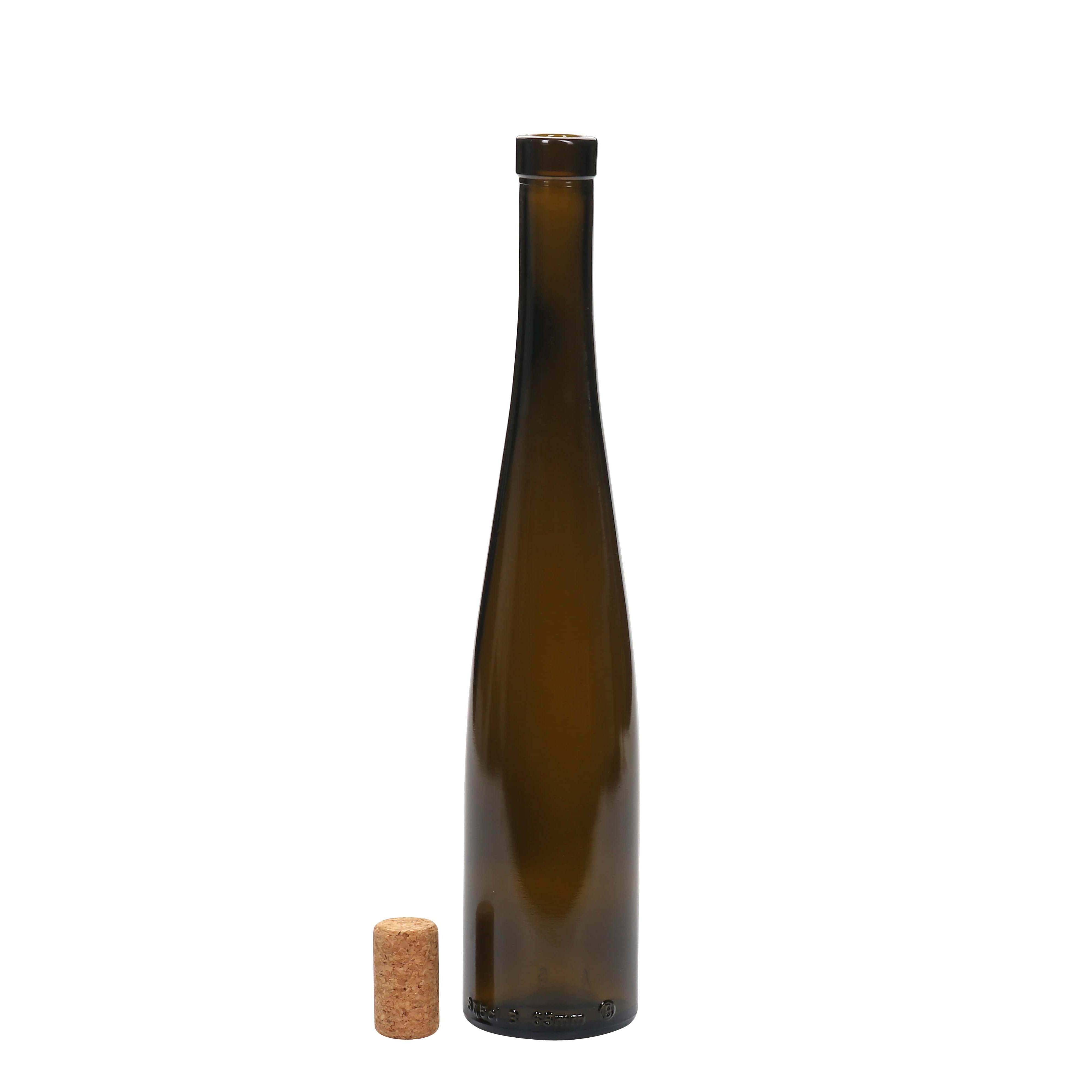 375 ml-es üvegpalack 'Weinschlegel', antikzöld, szájnyílás: parafadugó