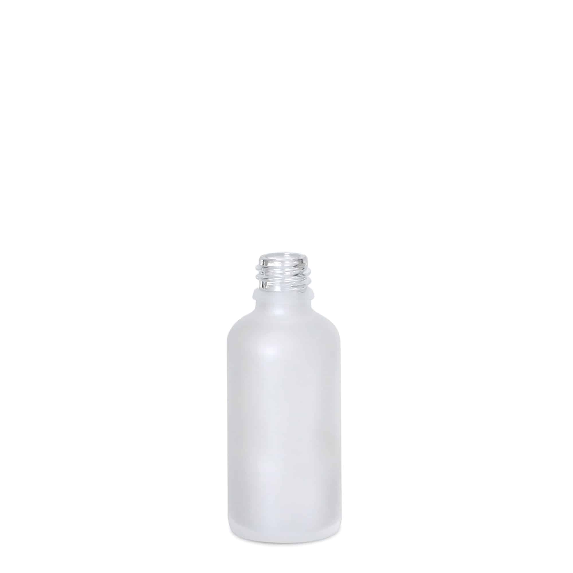 50 ml orvosi üveg, üveg, jegesített, nyílás: DIN 18