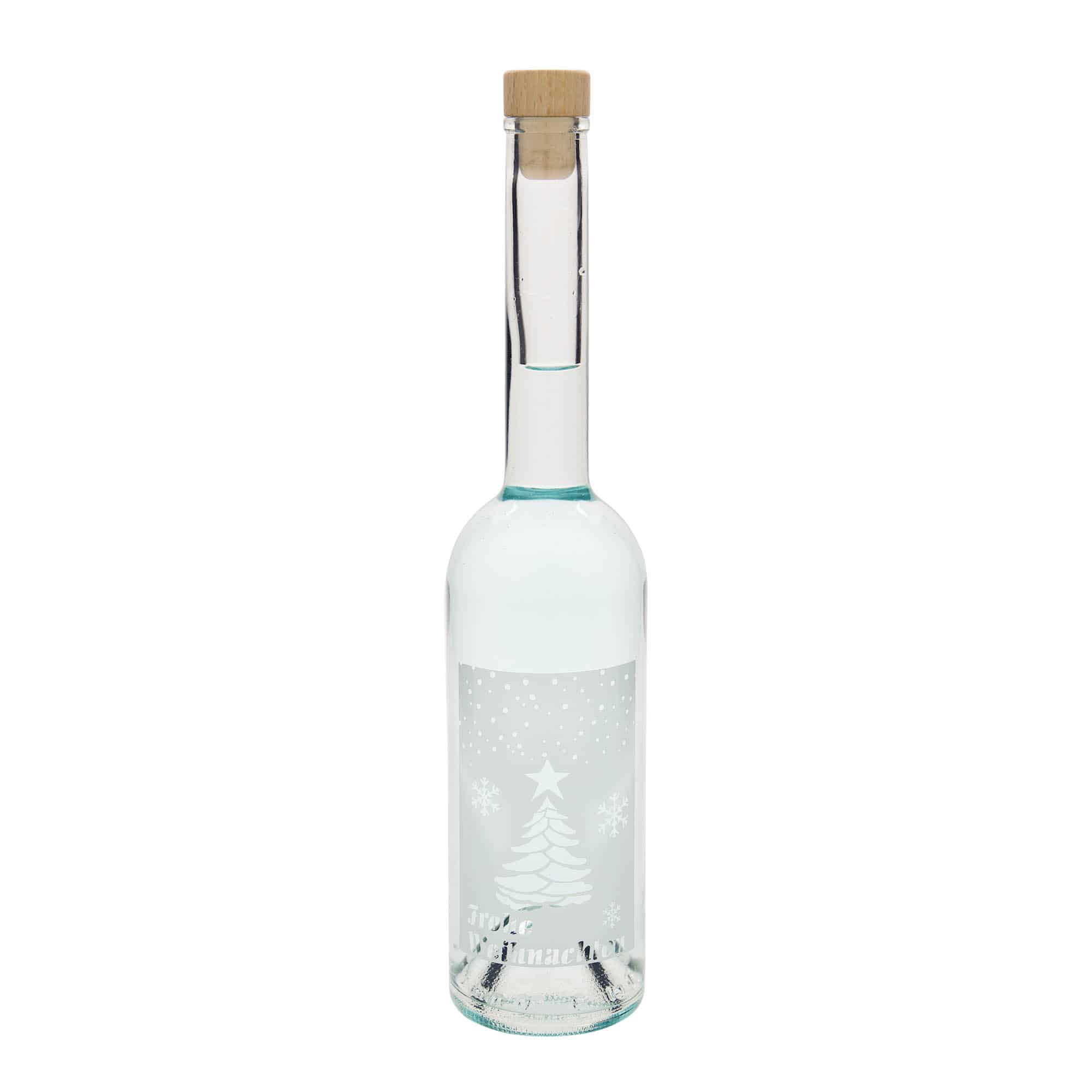 500 ml üvegpalack 'Opera', motívum: Fehér karácsony, nyak: parafa
