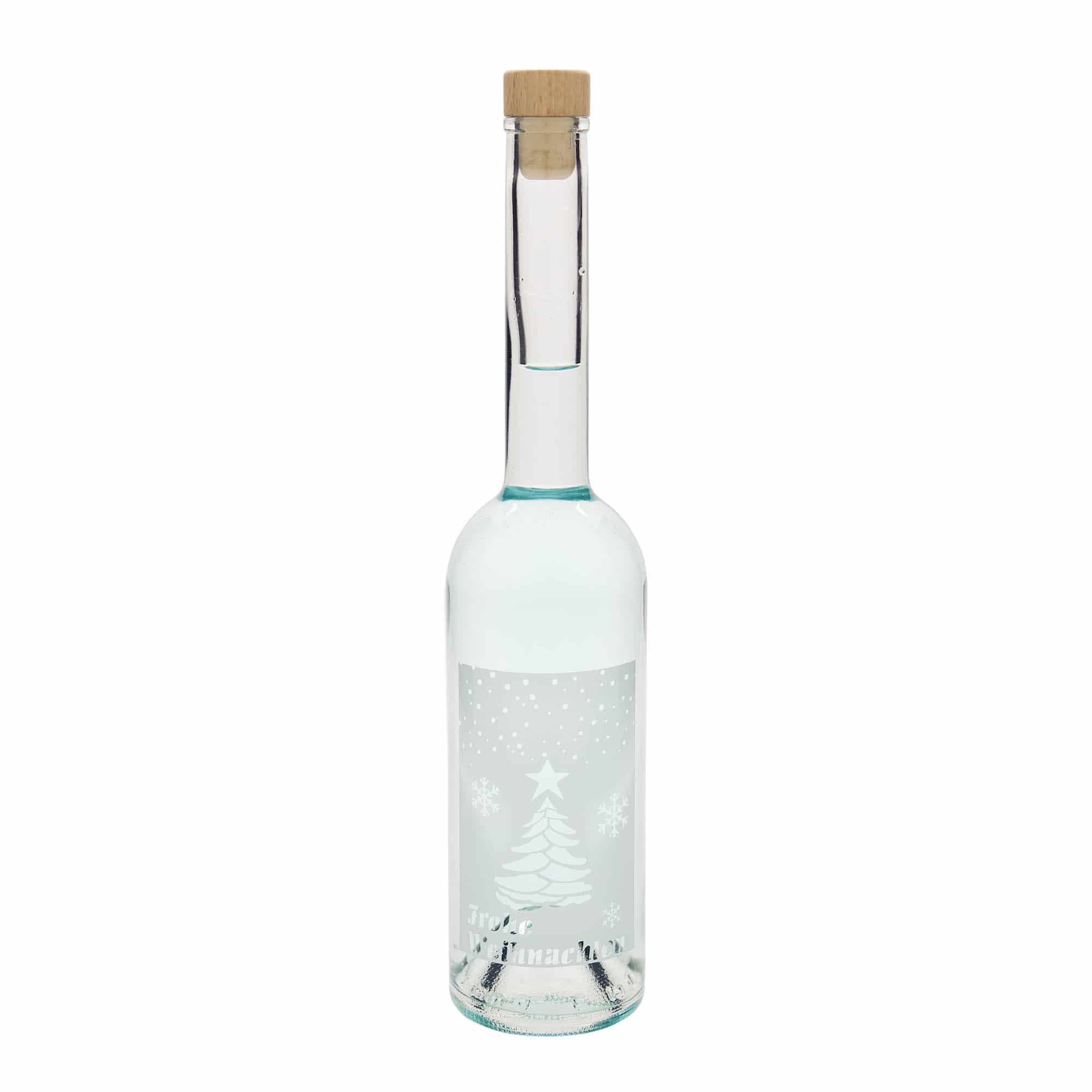500 ml üvegpalack 'Opera', motívum: Fehér karácsony, nyak: parafa