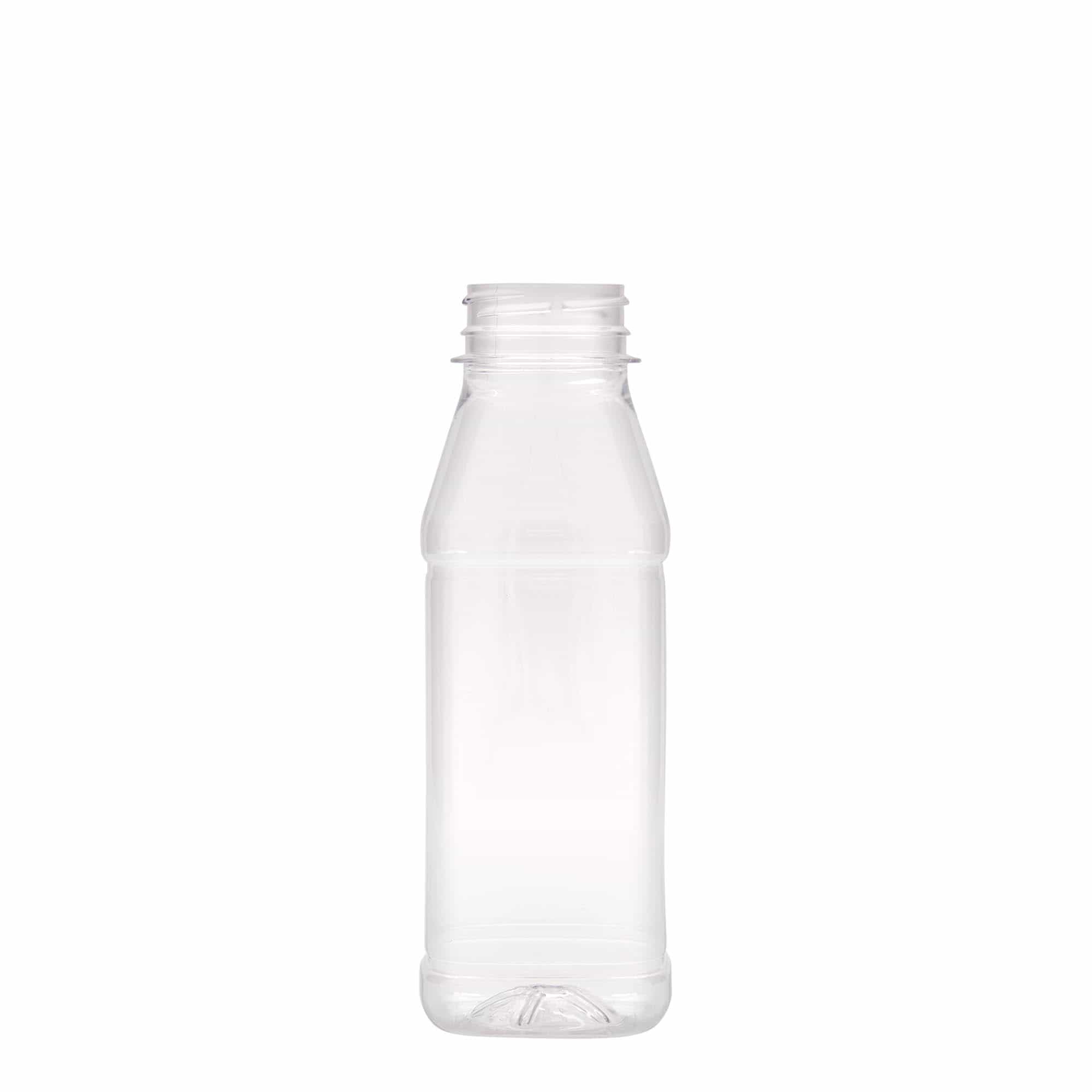 330 ml PET-palack 'Milk and Juice Carré', négyzet alakú, műanyag, nyakátmérő: 38 mm