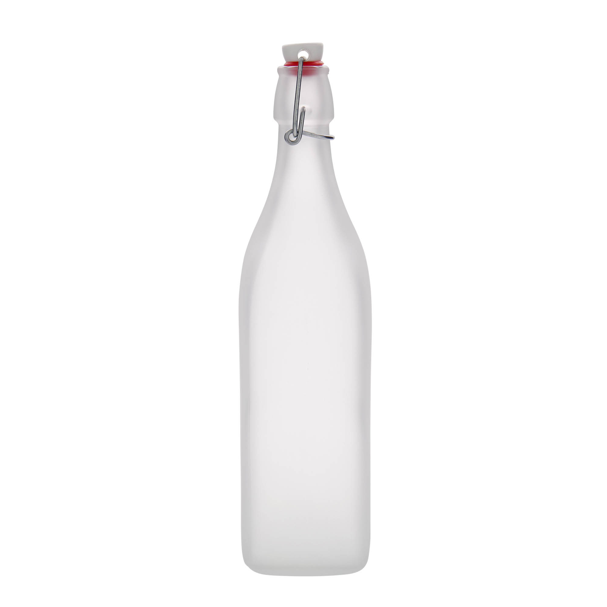 1000 ml-es üvegpalack 'Swing, négyzet alakú, fehér, szájnyílás: csatos zár