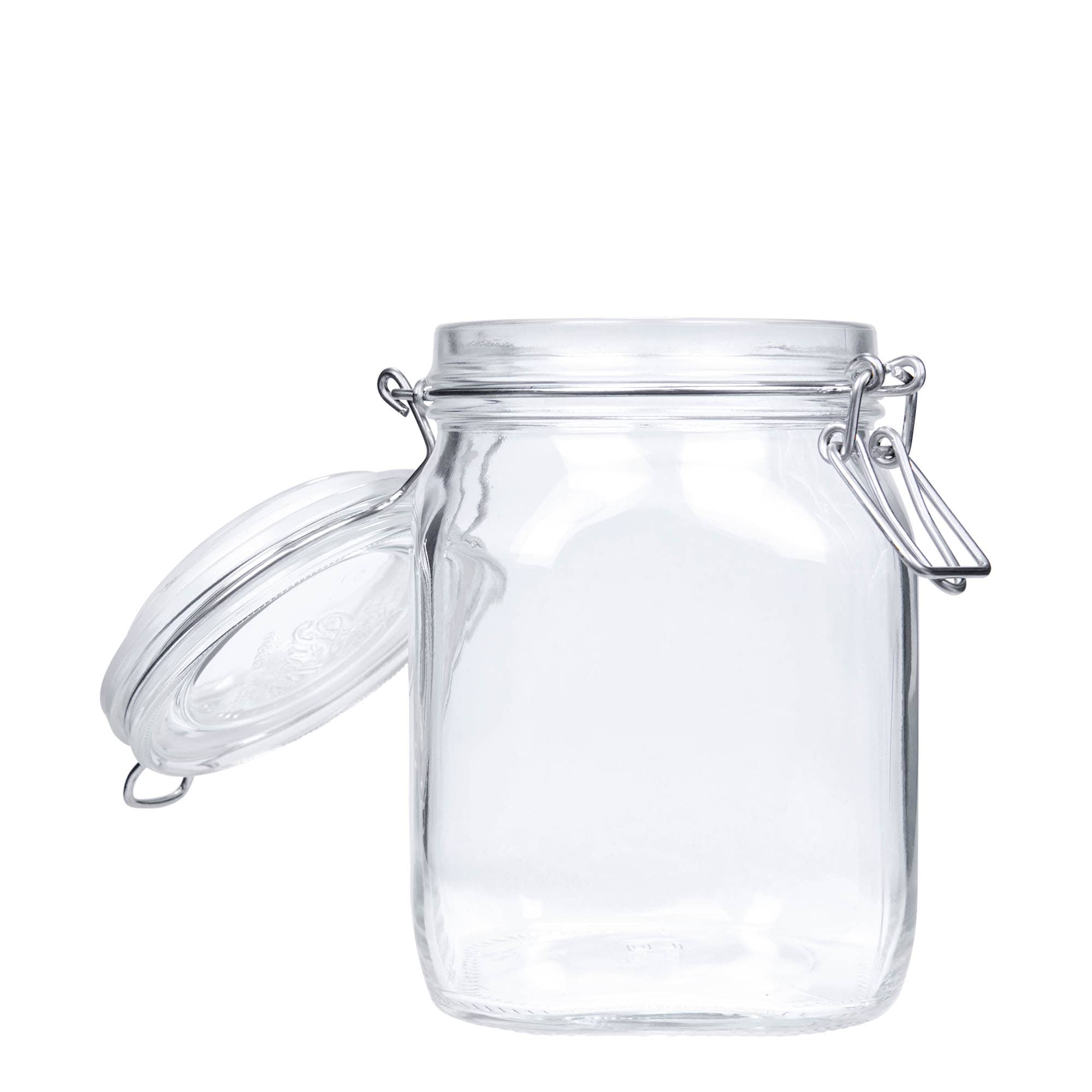 1.000 ml drótfüles üveg 'Fido', négyzet alakú, nyílás: drótfüles záróelem