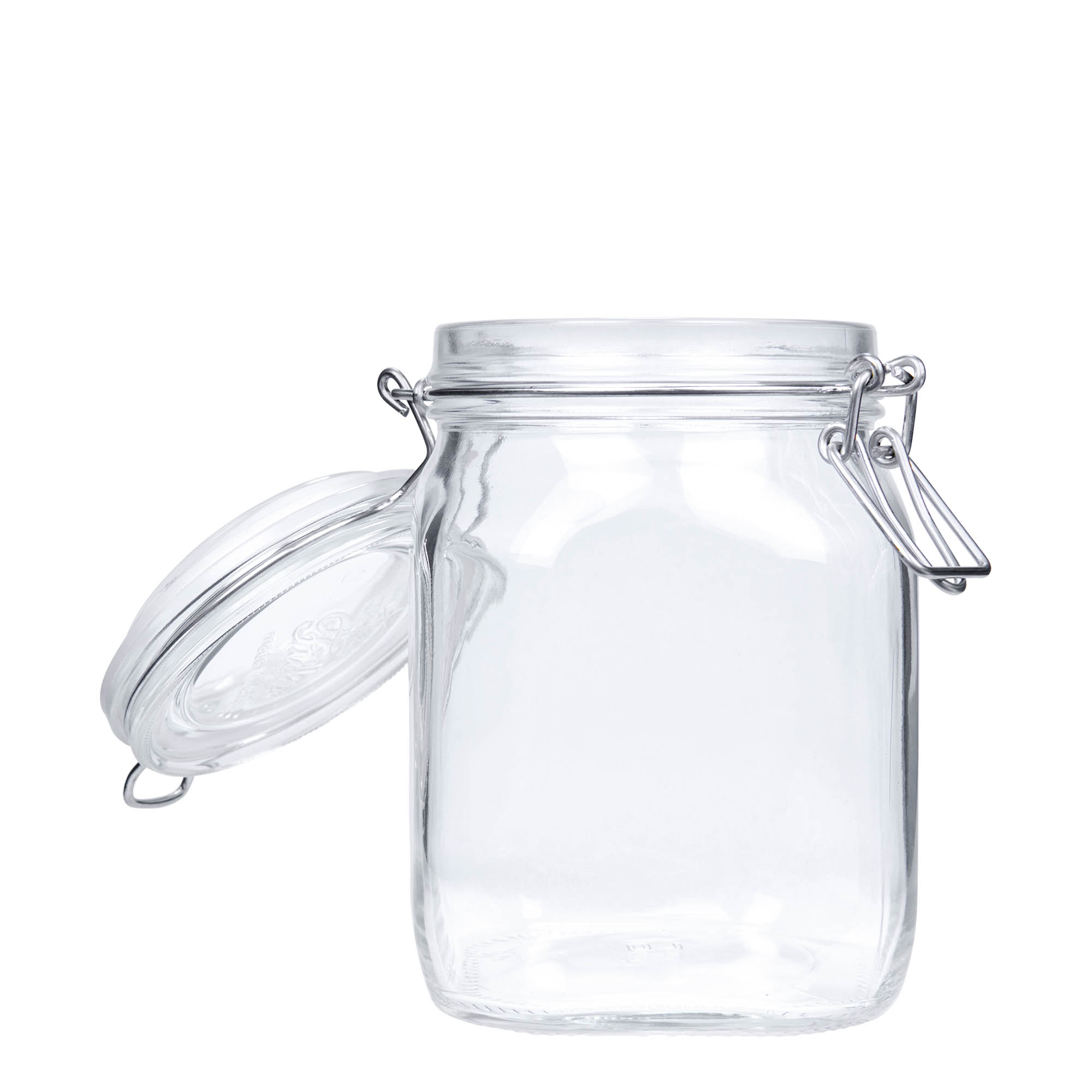 1.000 ml drótfüles üveg 'Fido', négyzet alakú, nyílás: drótfüles záróelem