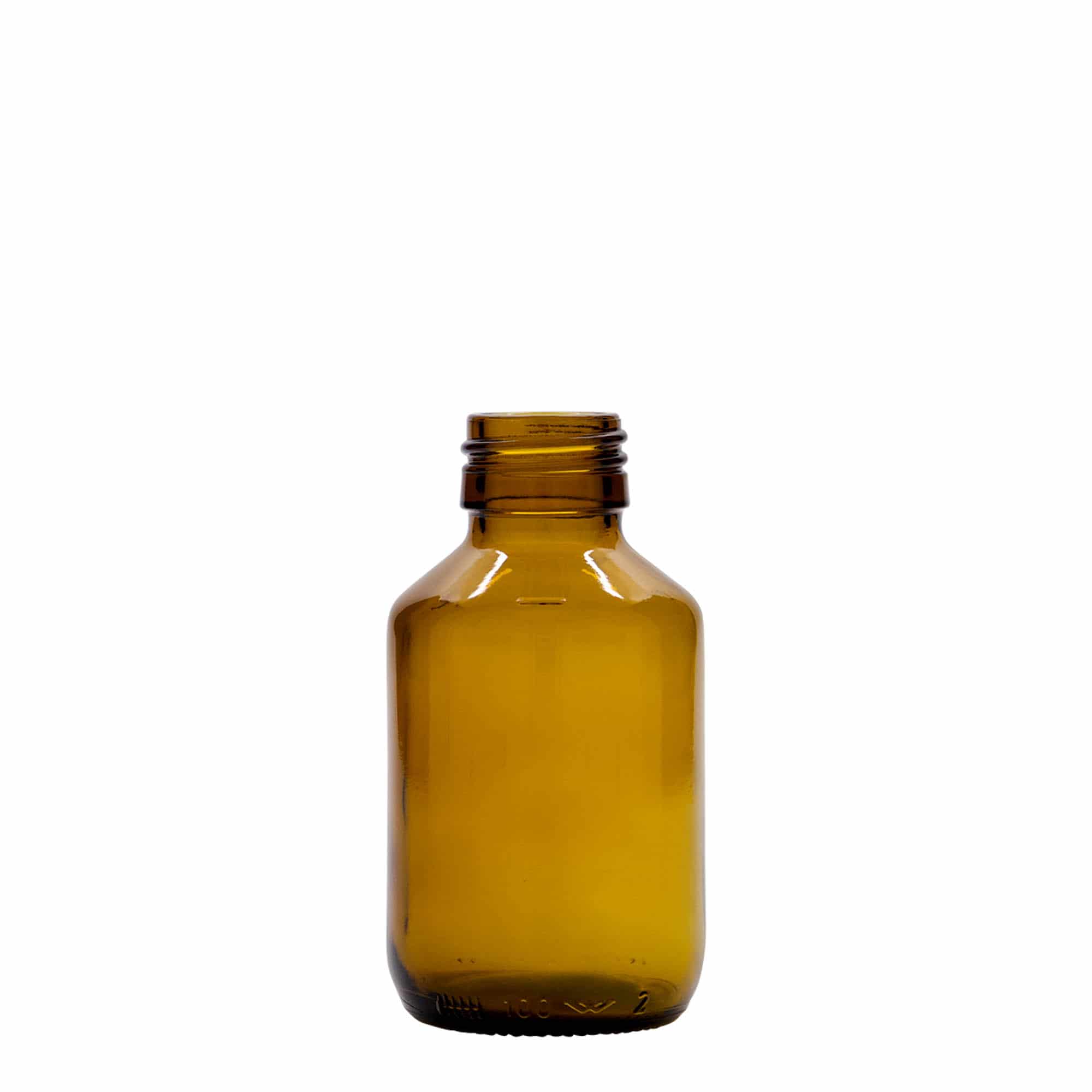 100 ml-es patikai üveg, barna, üveg, szájnyílás: PP 28 100 ml-es patikai üveg, barna, üveg, szájnyílás: PP 28