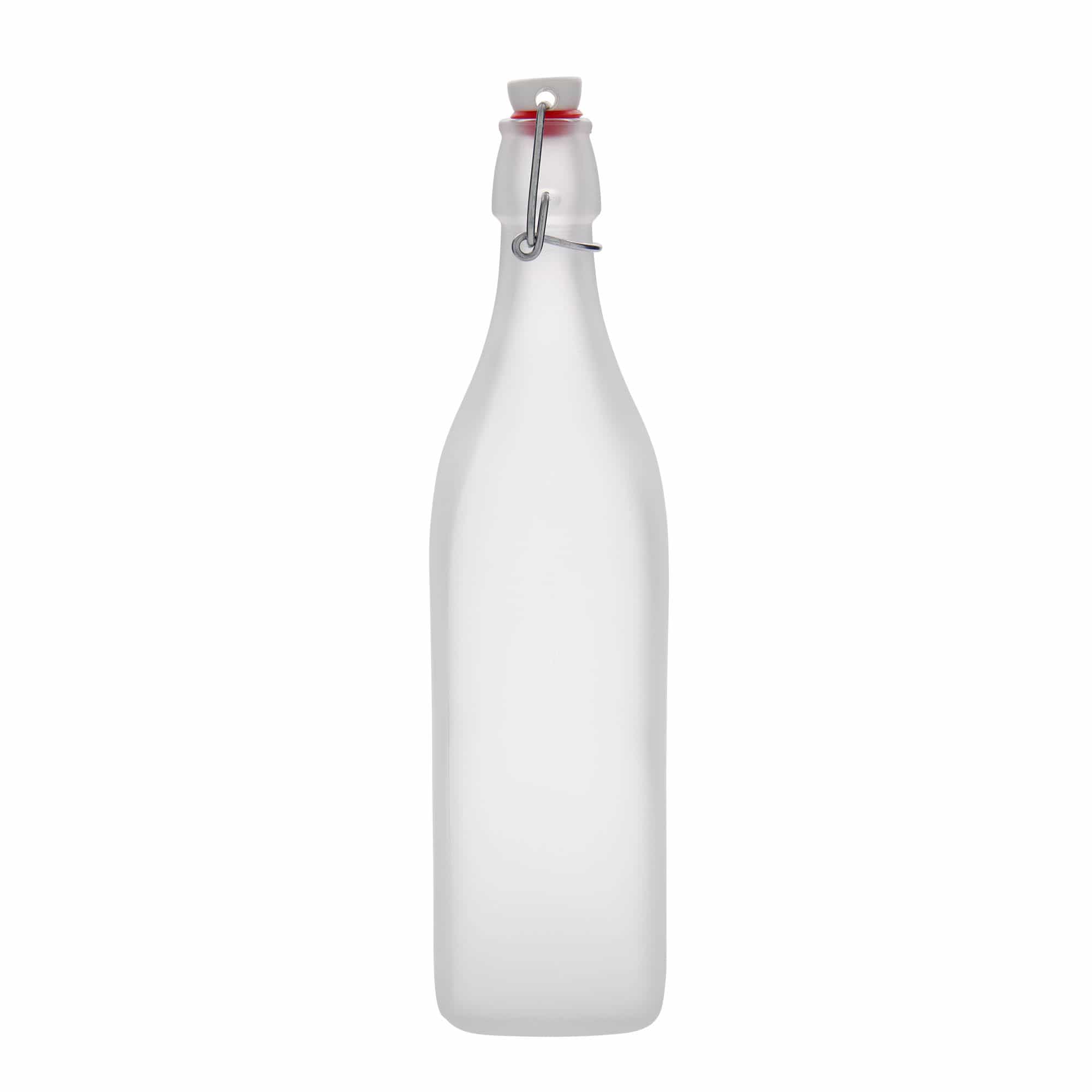 1.000 ml üvegpalack 'Swing, négyzet alakú, jégfagyott, nyílás: patentzár