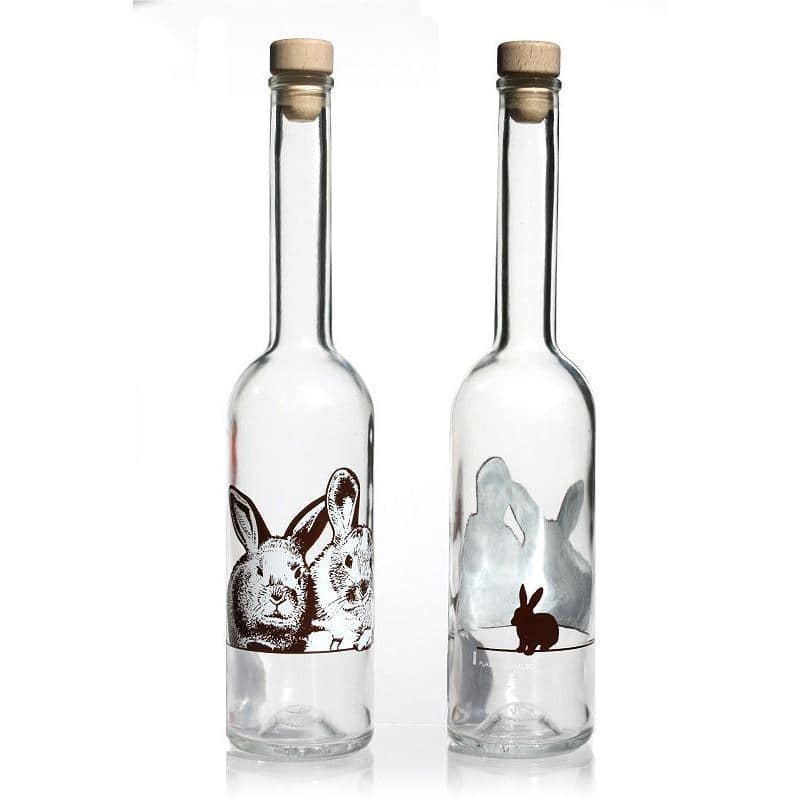500 ml-es üvegpalack 'Opera', motívum: Nyúl, szájnyílás: parafadugó 500 ml-es üvegpalack 'Opera', motívum: Nyúl, szájnyílás: parafadugó